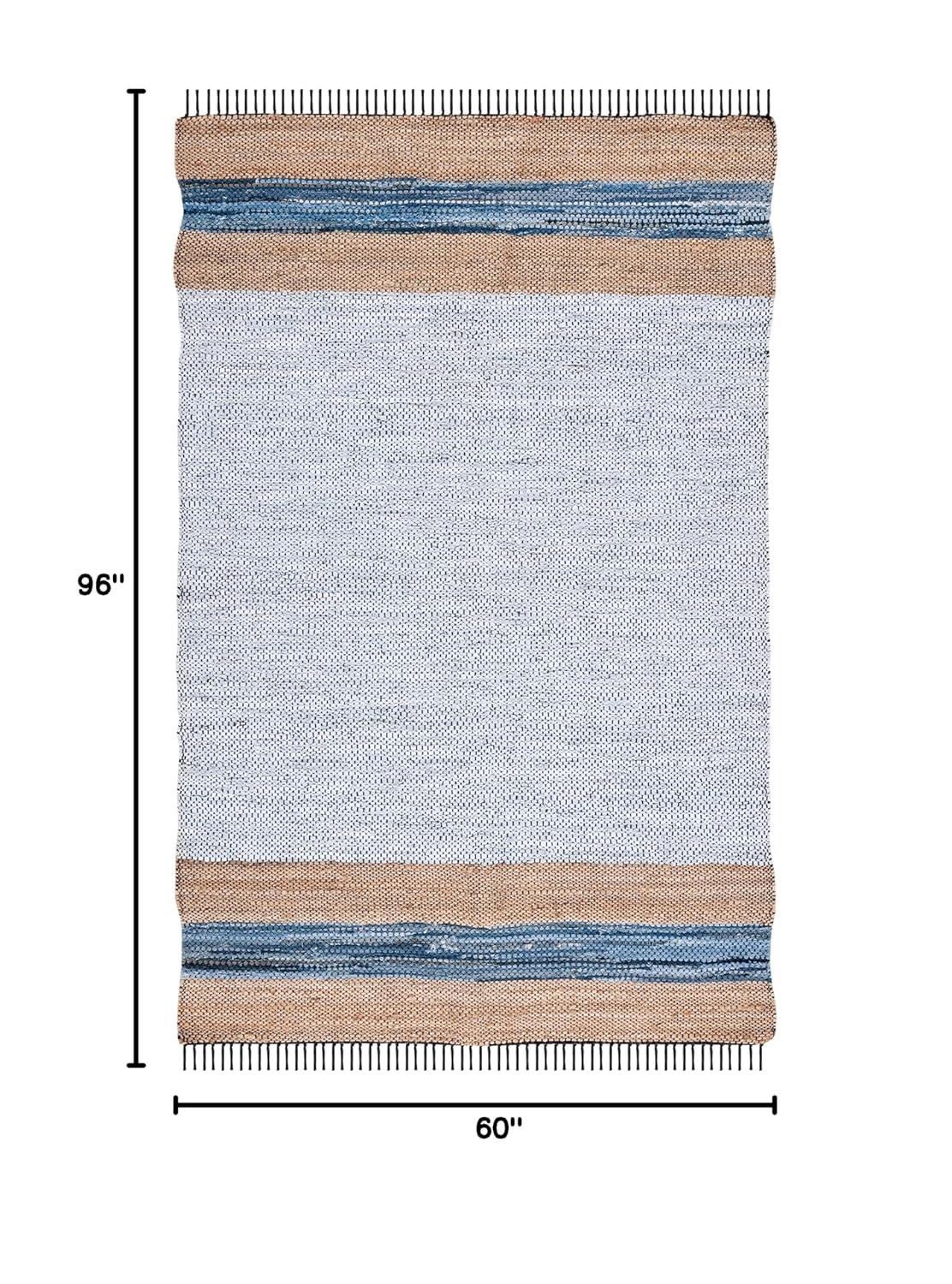 Vintage Leather W/ Fringes VTL602 Hand Woven Indoor Area Rug - Grey/Natural - 5'x8' - Safavieh