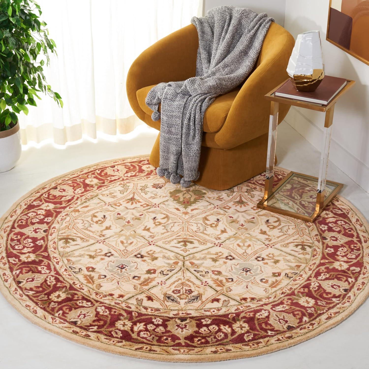 Persian Legend PL819 Hand Tufted Indoor Area Rug - 6' Round - Ivory/Rust - Safavieh