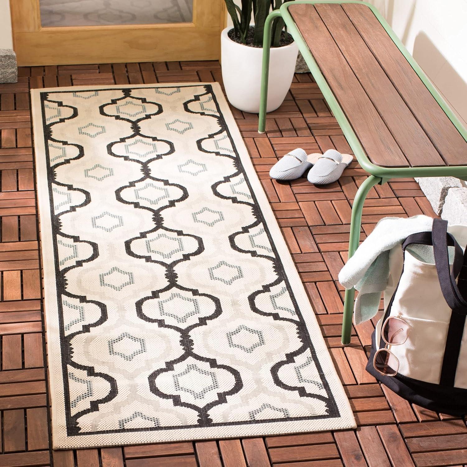 Courtyard CY7938 Power Loomed Indoor and Outdoor Area Rug - Beige/Dark Beig - 9'x12' - Safavieh