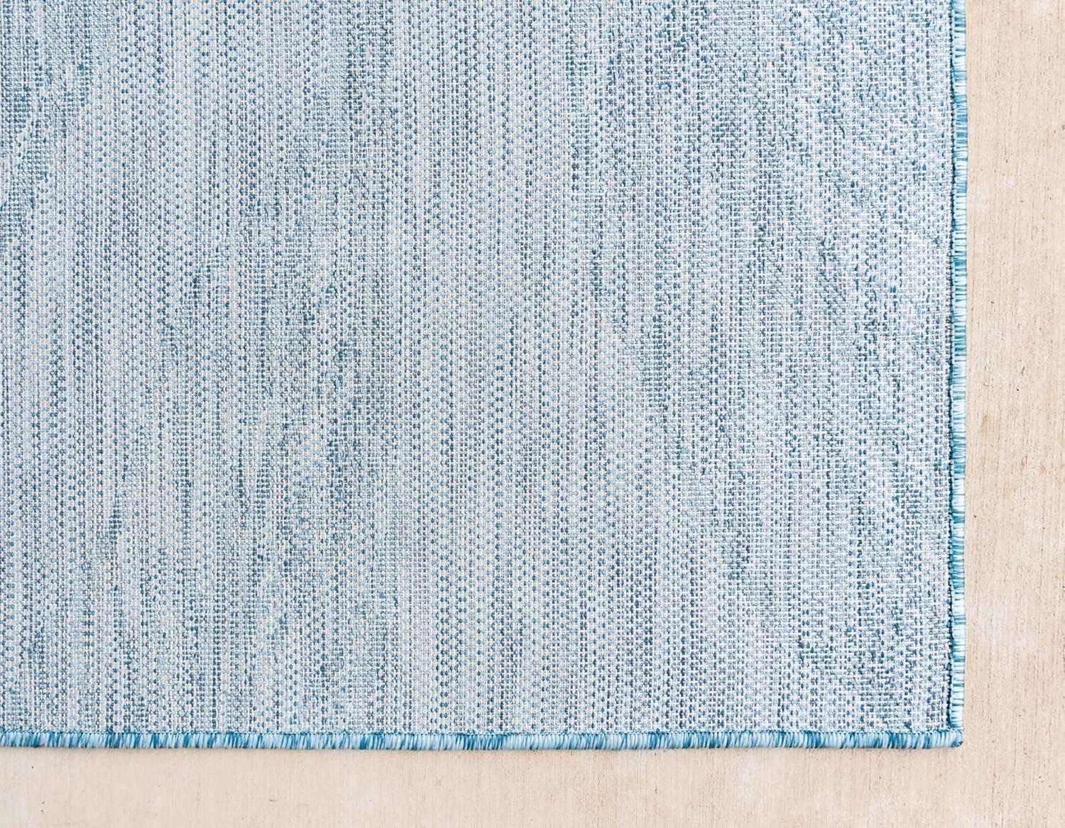 Unique Loom 8' 0 x 11' 4 Rectangle Indoor/Outdoor Botanical Light Aqua Area Rug