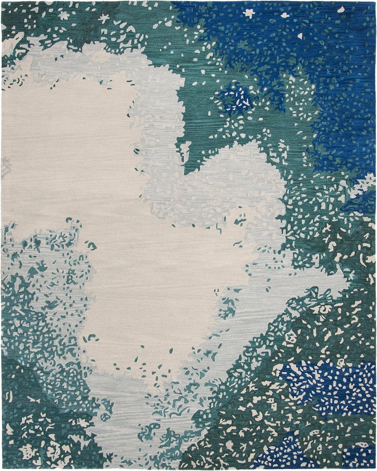 SAFAVIEH Soho Jeptha Abstract Wool Area Rug, Blue/Multi, 7'6" x 9'6"