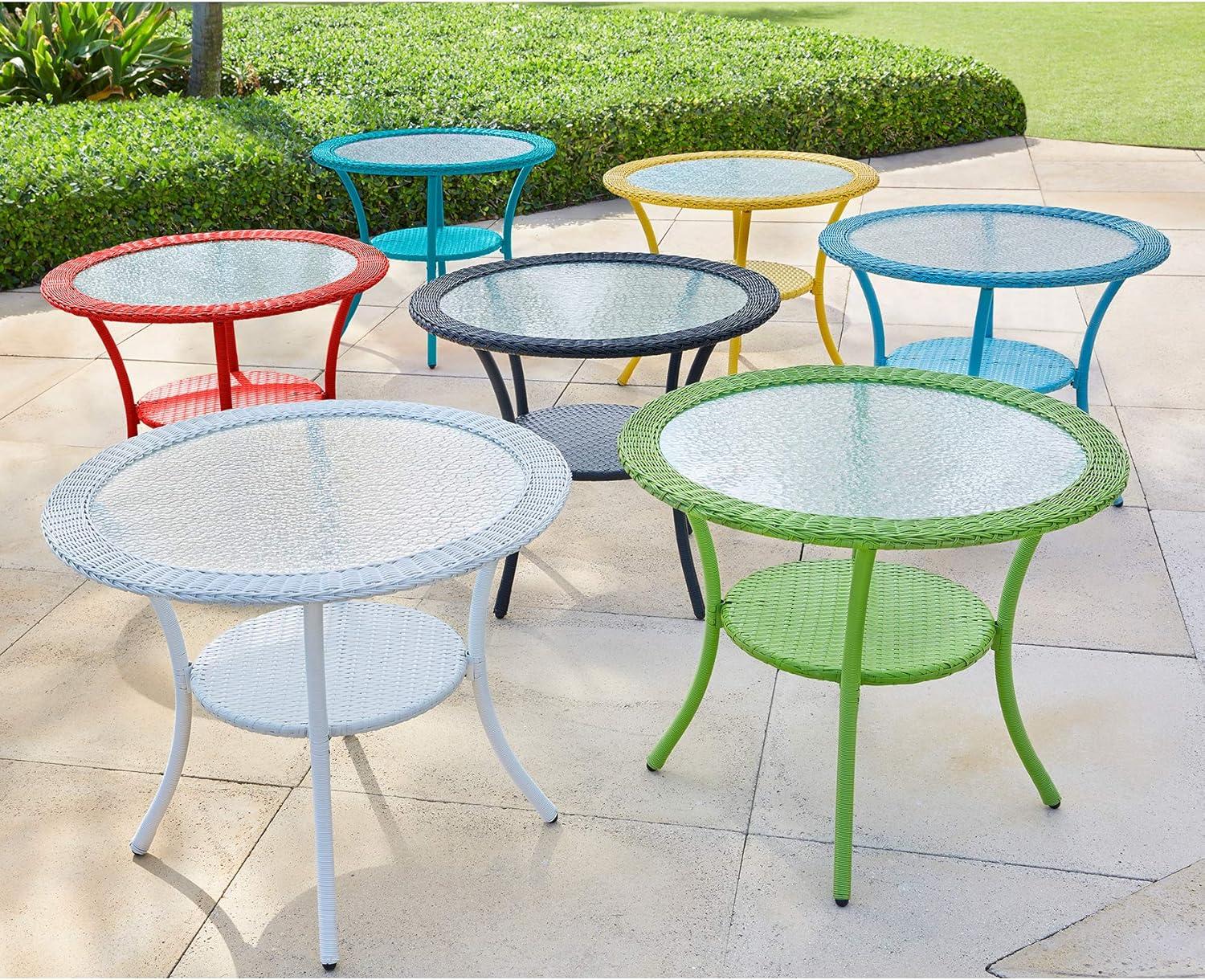 BrylaneHome Roma All-Weather Resin Wicker Bistro Table - White