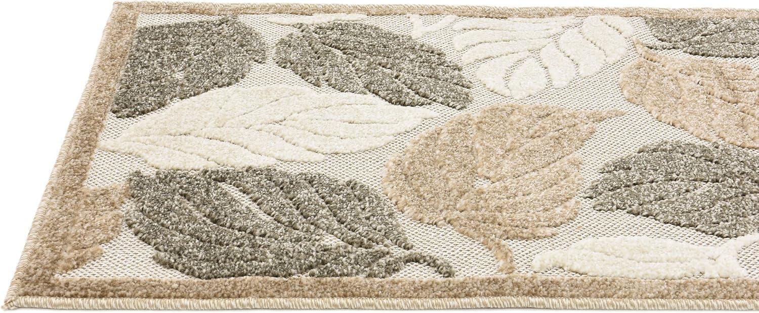 Unique Loom Outdoor Botanical Collection Area Rug - Augusta (2' x 6' Runner Beige/Ivory)