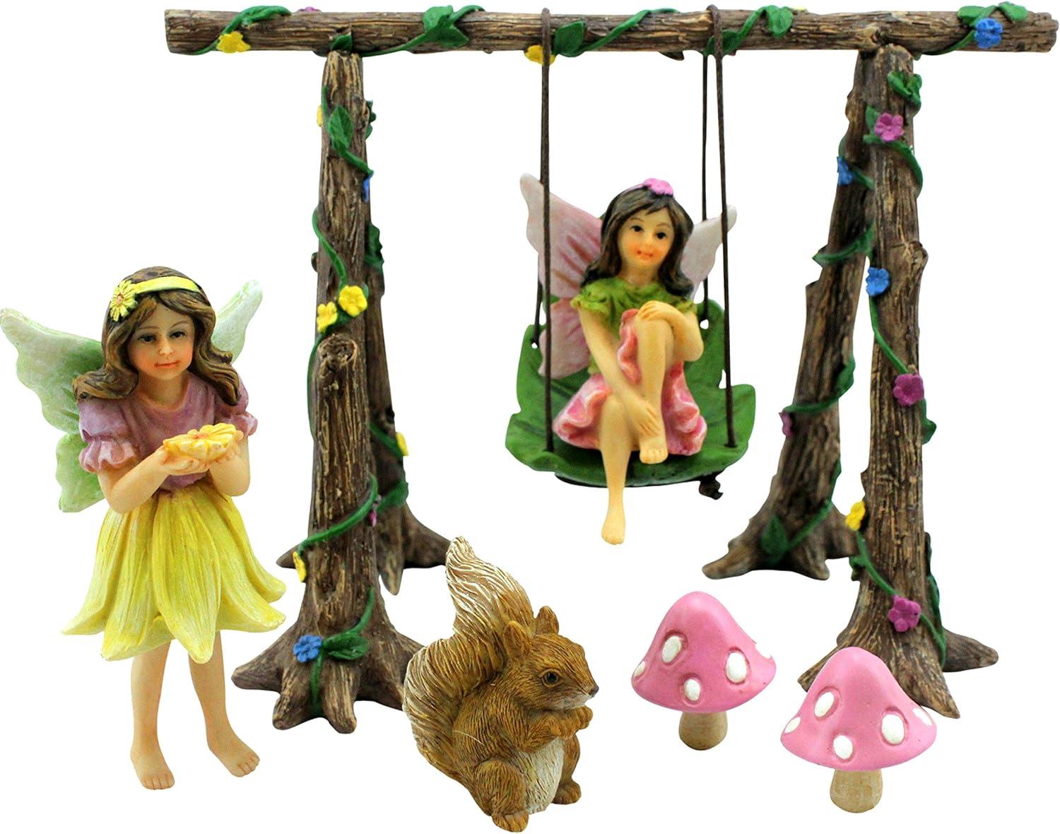 PRETMANNS Fairy Garden Accessories with Garden Fairy Figurines - Adorable Fairies for Fairy Gardens, Cute Fairy Garden Miniatures with a Fairy Furniture Kit C21