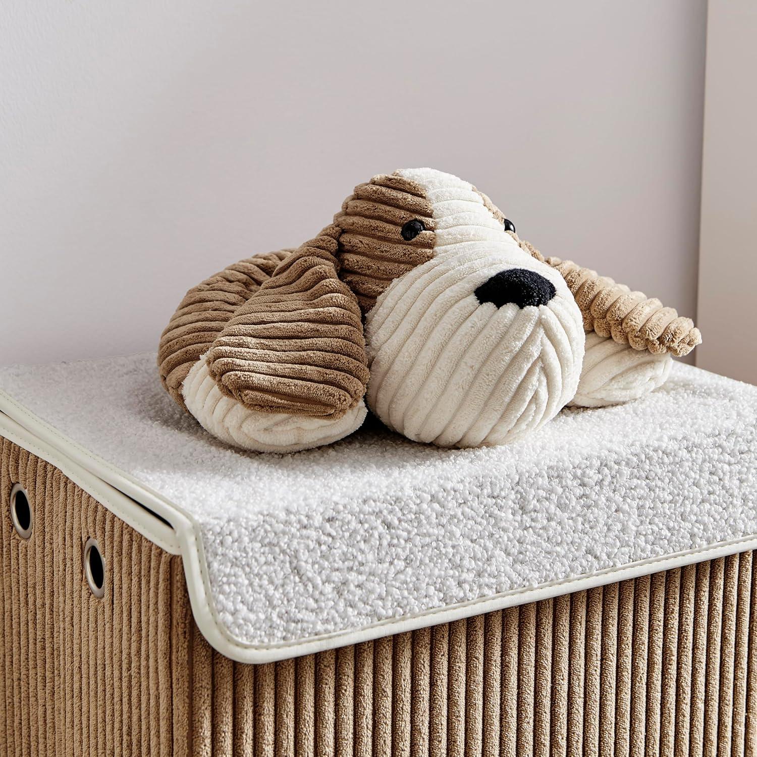 Danya B. Collapsible Folding Corduroy Kids' Laundry Hamper Toy Storage Brown with Dog Lid