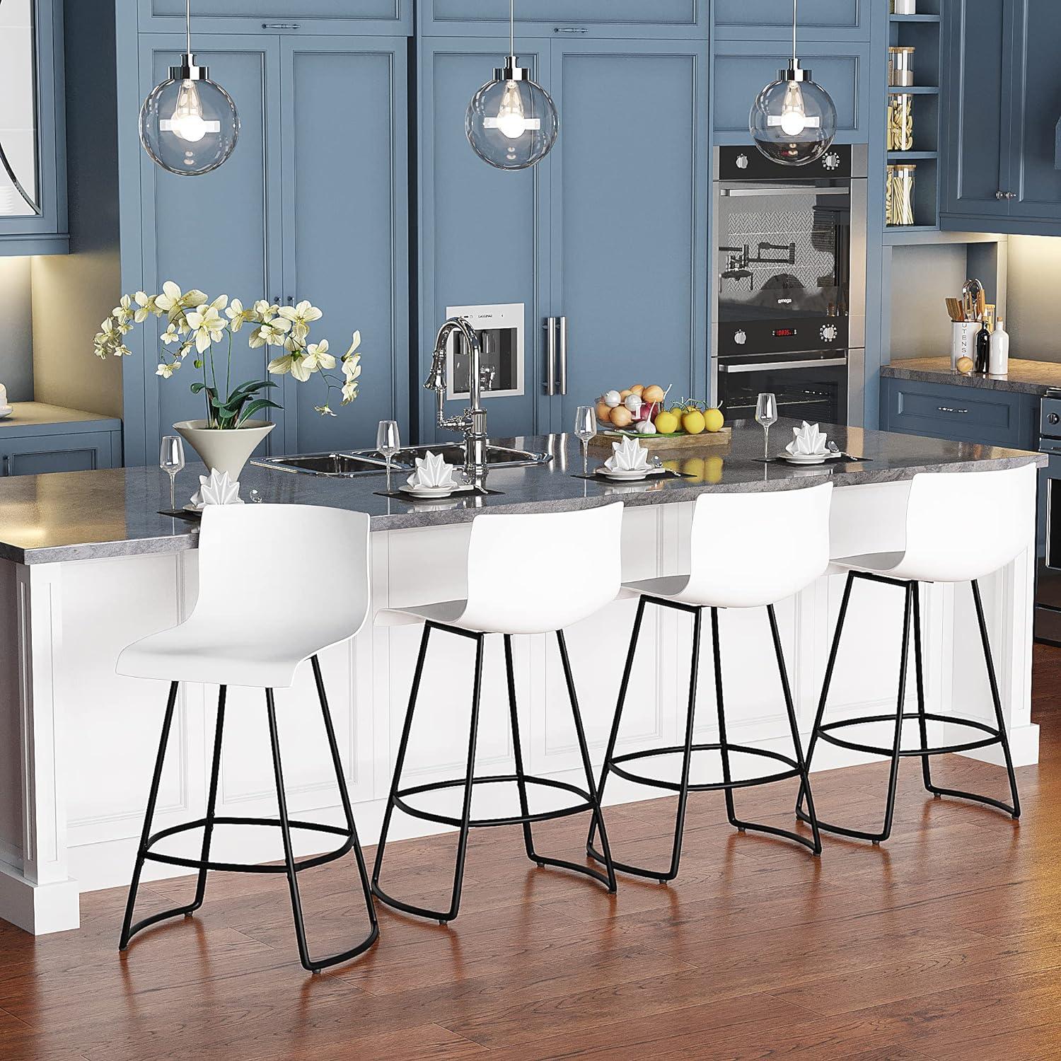 Cleek Swivel Counter Stool with Metal Frame (Set of 4)