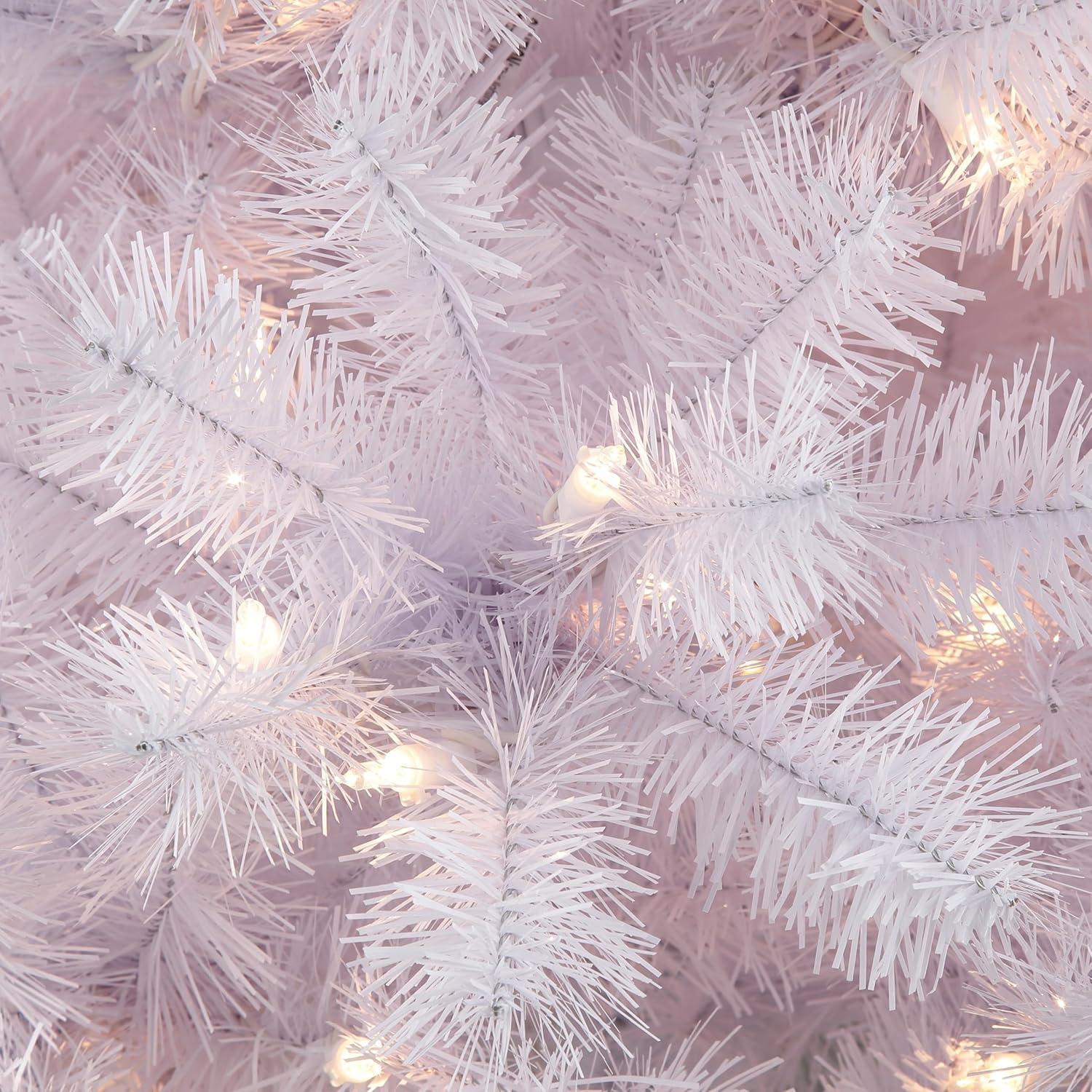 Puleo International 7.5 ft. Pre-lit Northern Fir White Artificial Christmas Tree with 600 UL listed Clear Lights