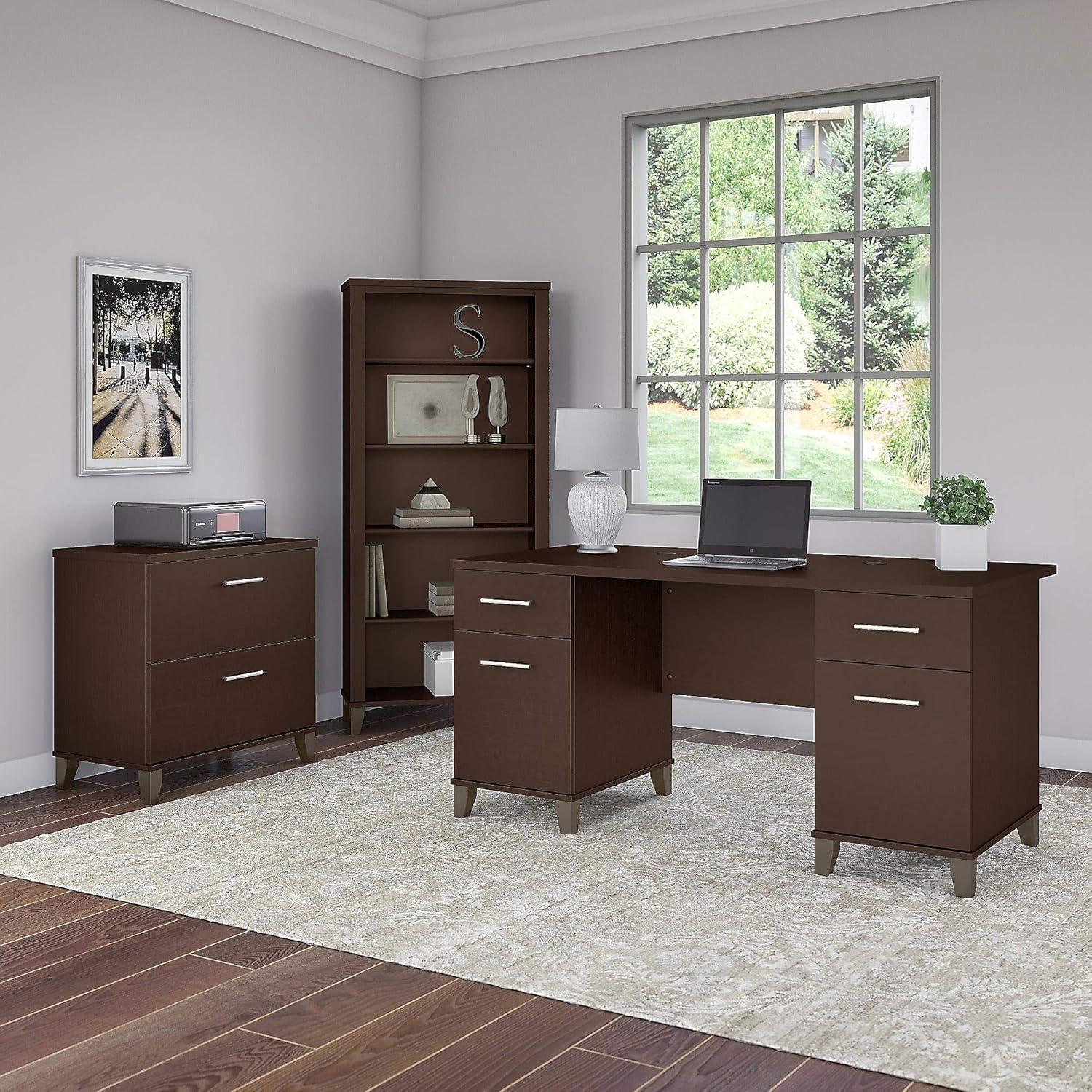 Bush Furniture Somerset 60W Office Desk in Mocha Cherry