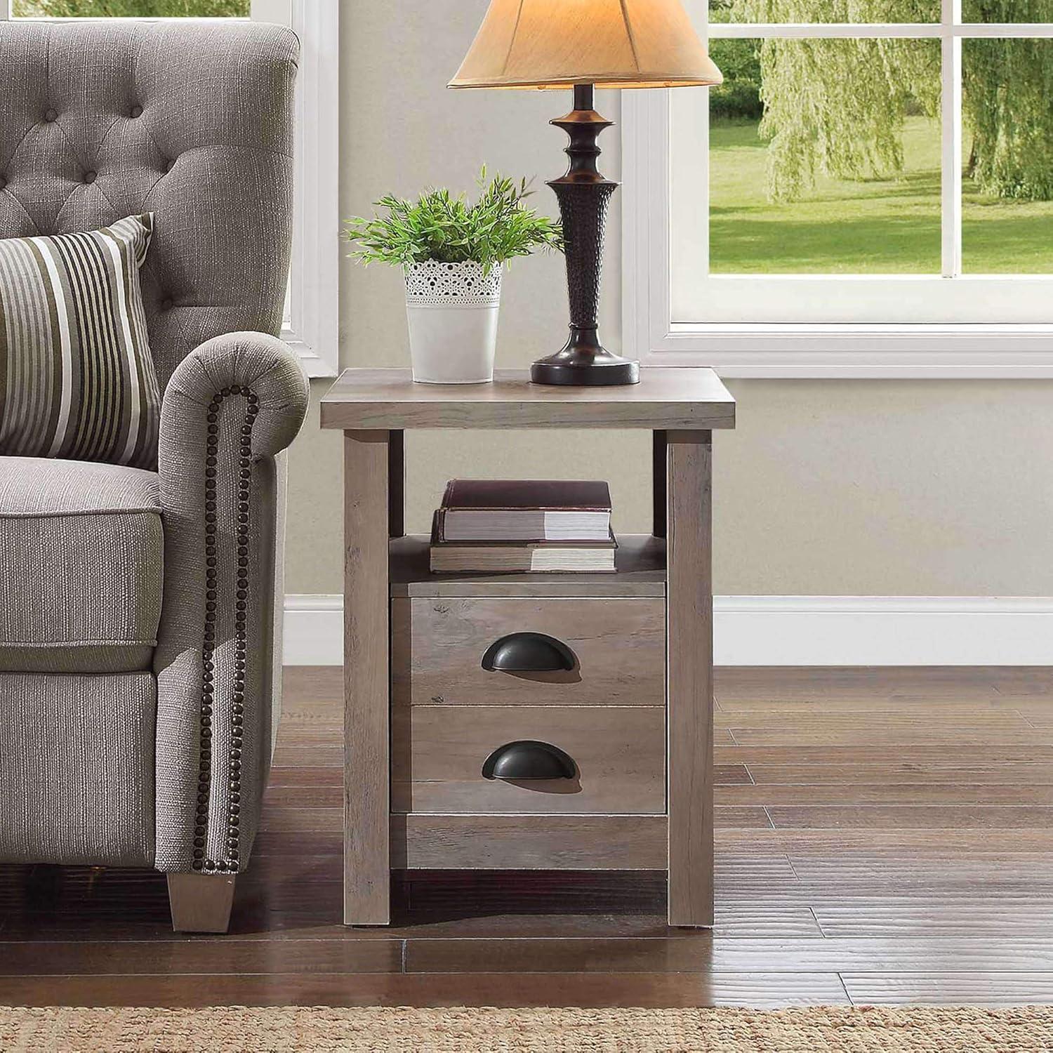 Better Homes & Gardens Granary Modern Farmhouse End Table, Rustic Gray