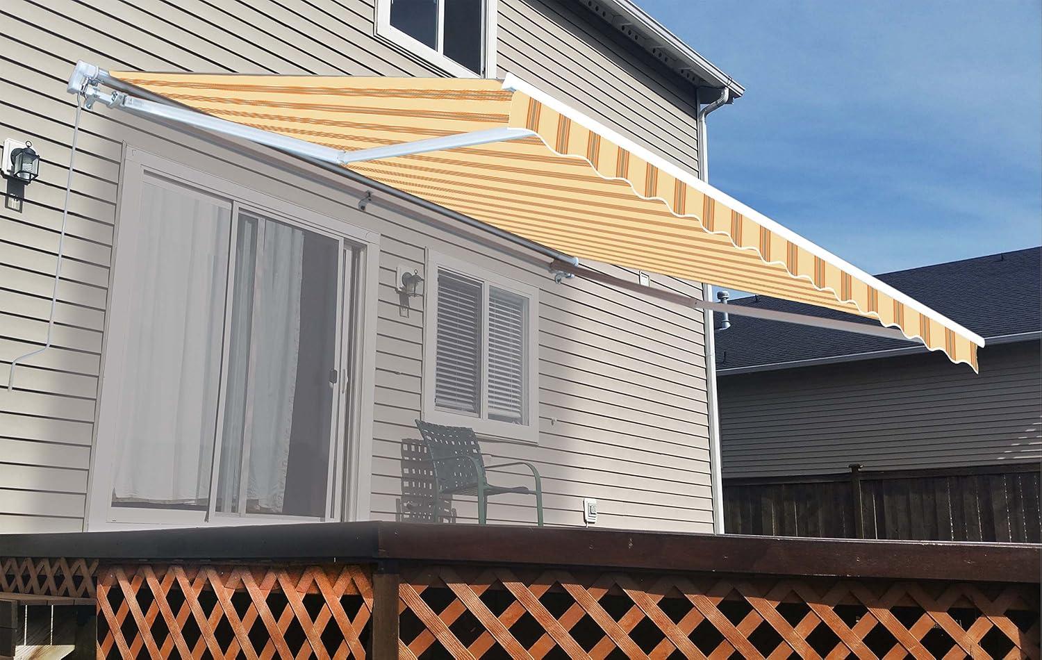 ALEKO ALEKO Motorized Retractable Outdoor Awning with White Frame