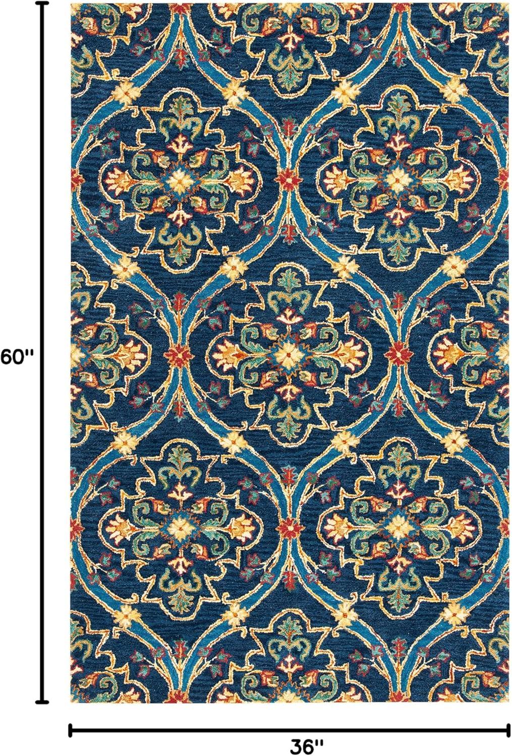 Heritage HG475 Hand Tufted Area Rug - Navy/Yellow - 3'x5' - Safavieh.