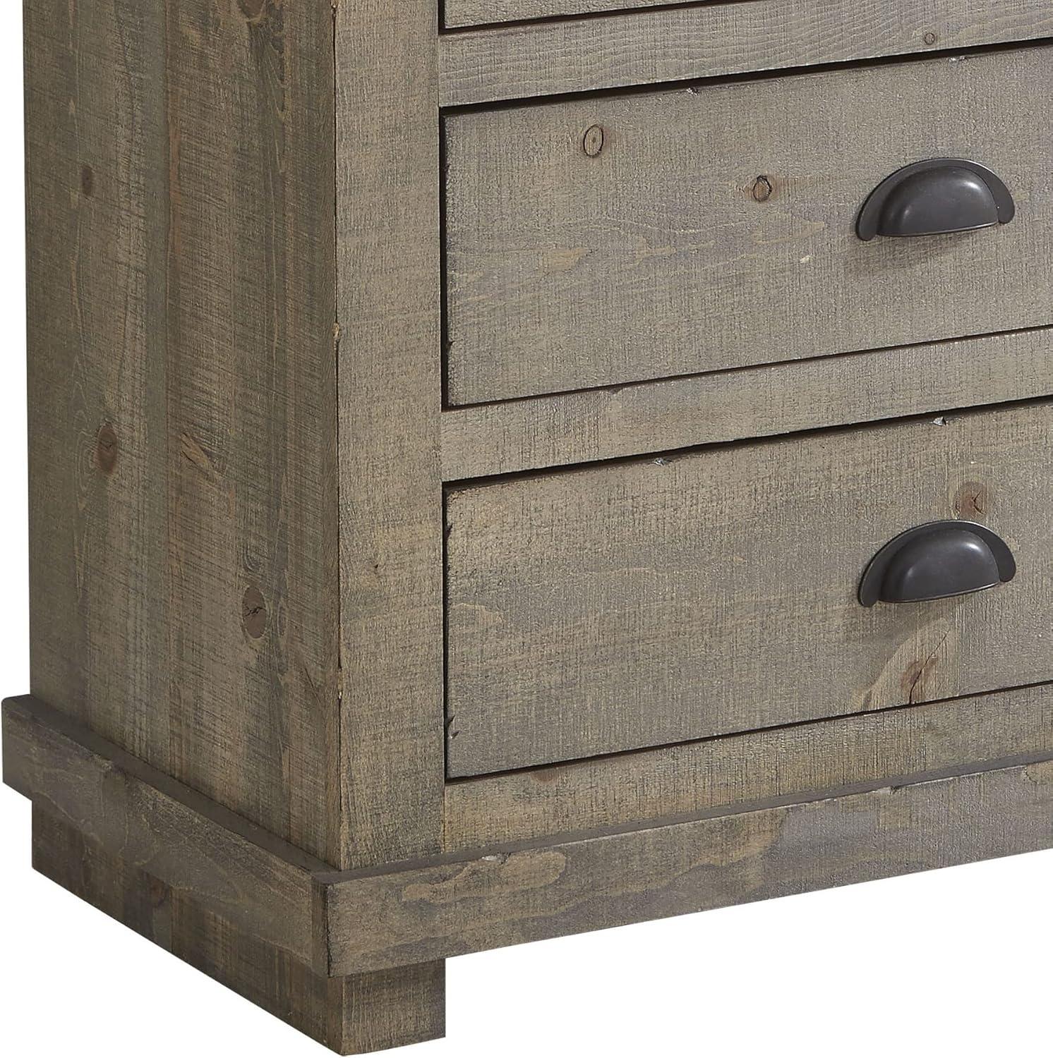 Rustic Brown 3-Drawer Weathered Pine Nightstand