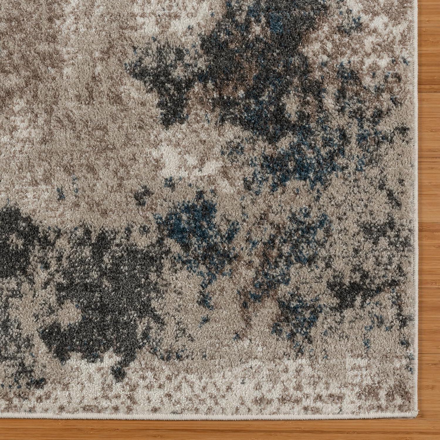 Gertmenian Heirloom Huma Modern Abstract Beige Black Blue Polypropylene Area Rug