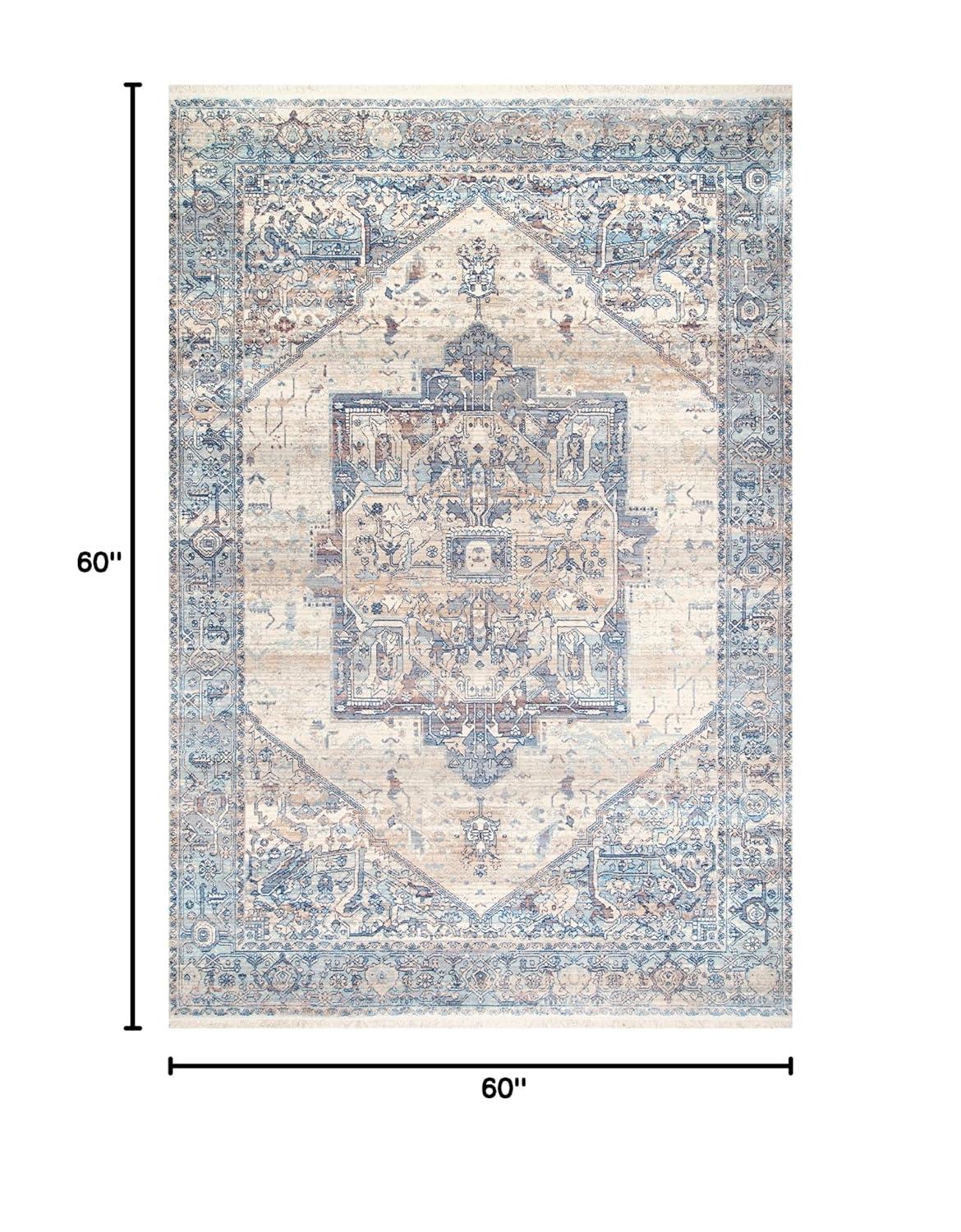 Nuloom Harriet Oriental/Persian 5 Square Indoor Area Rug for Living Room Bedroom Dining Room Kitchen, Light Blue/Multicolor