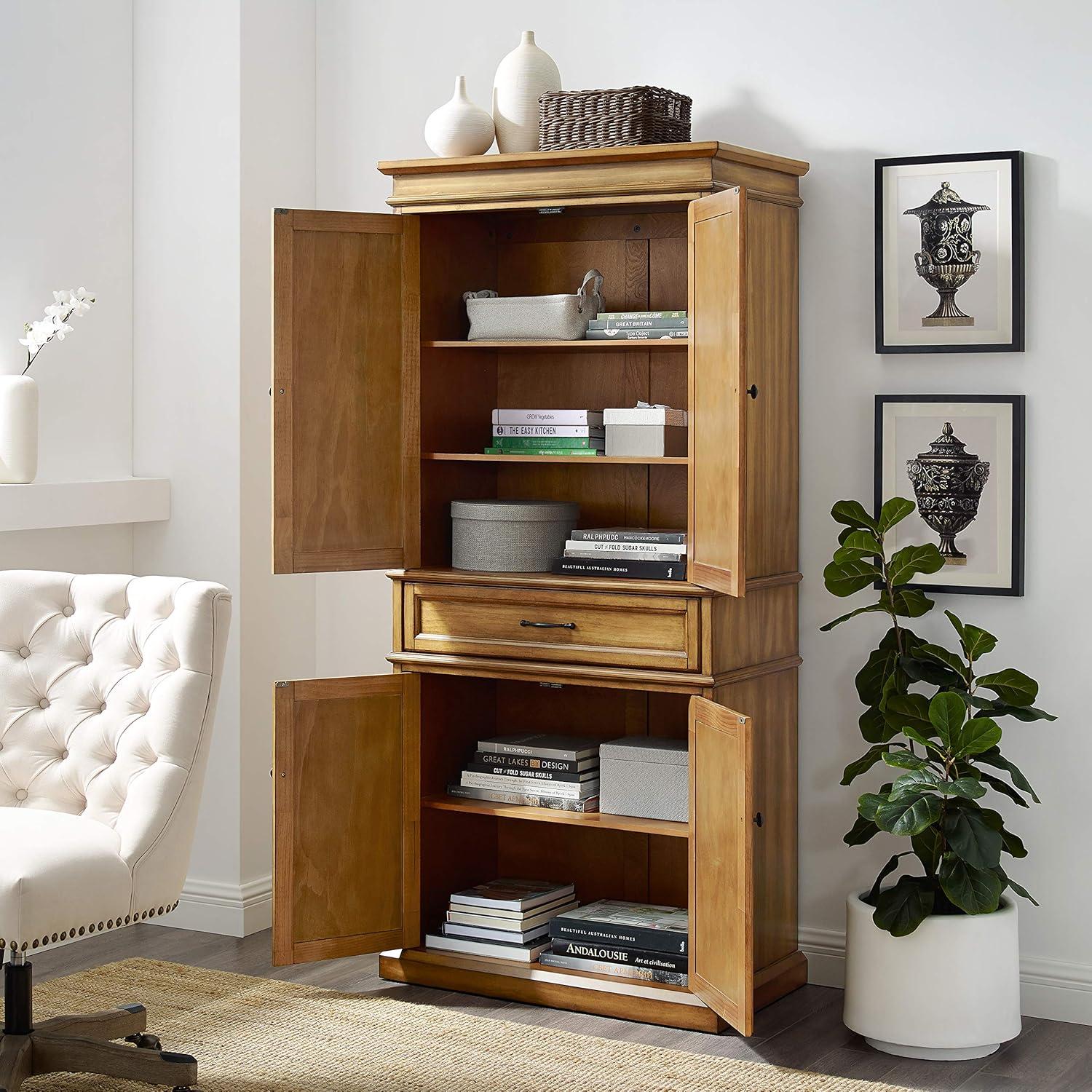 Parsons Pantry Storage Wood/Mahogany - Crosley: Adjustable Shelving, Drawer, Traditional Style