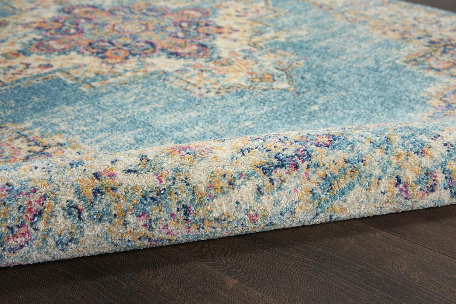 Nourison Passion Medallion Bohemian Indoor Rug Light Blue 2'2" x 10'
