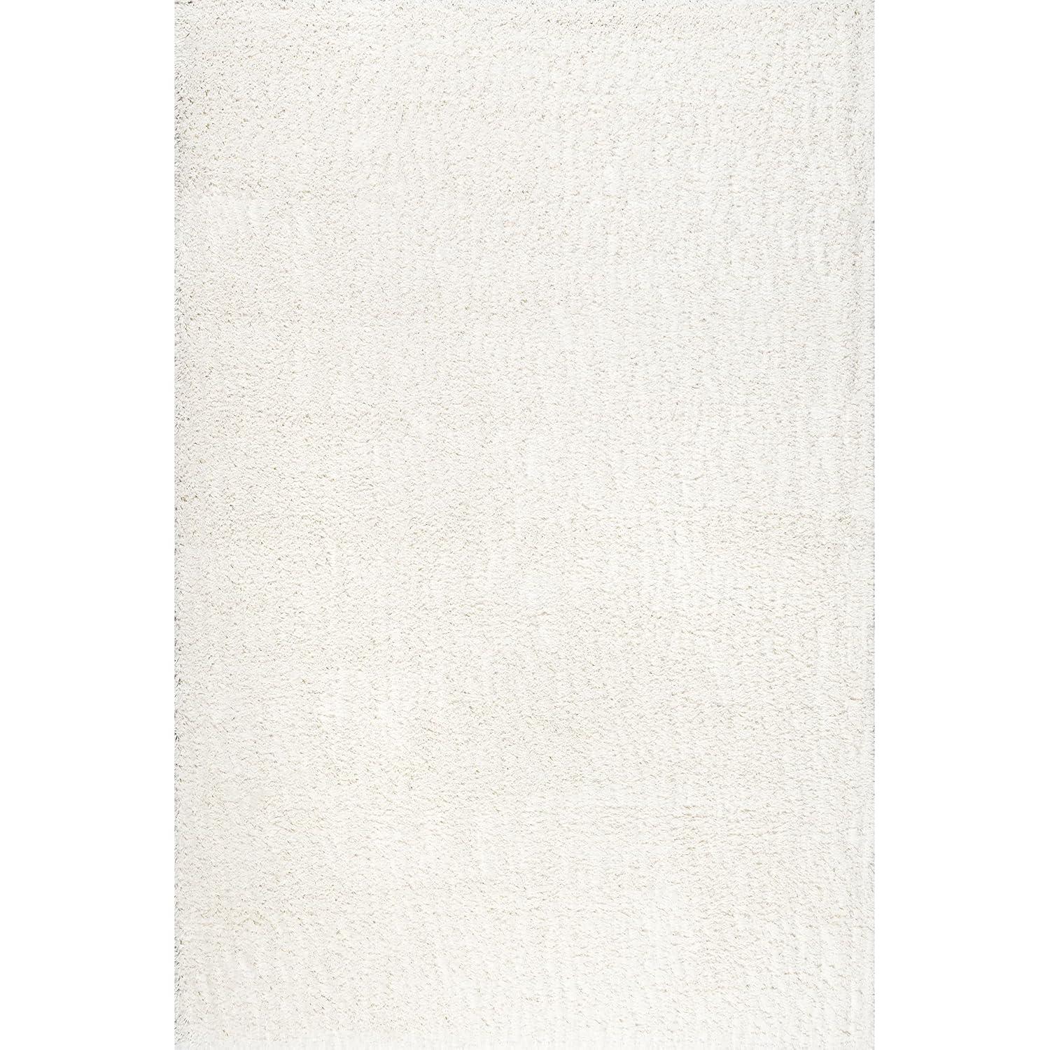 Nuloom Marleen Solid 7x9 Shag Indoor Area Rug for Living Room Bedroom Dining Room Nursery, Off White