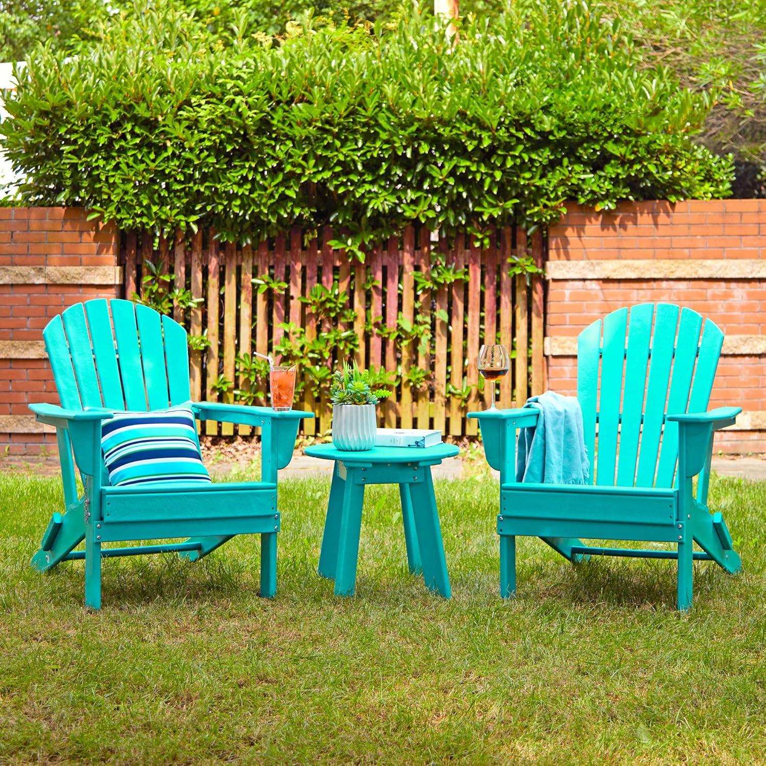 Aqua HDPE Round Outdoor Accent Table, 20" Diameter