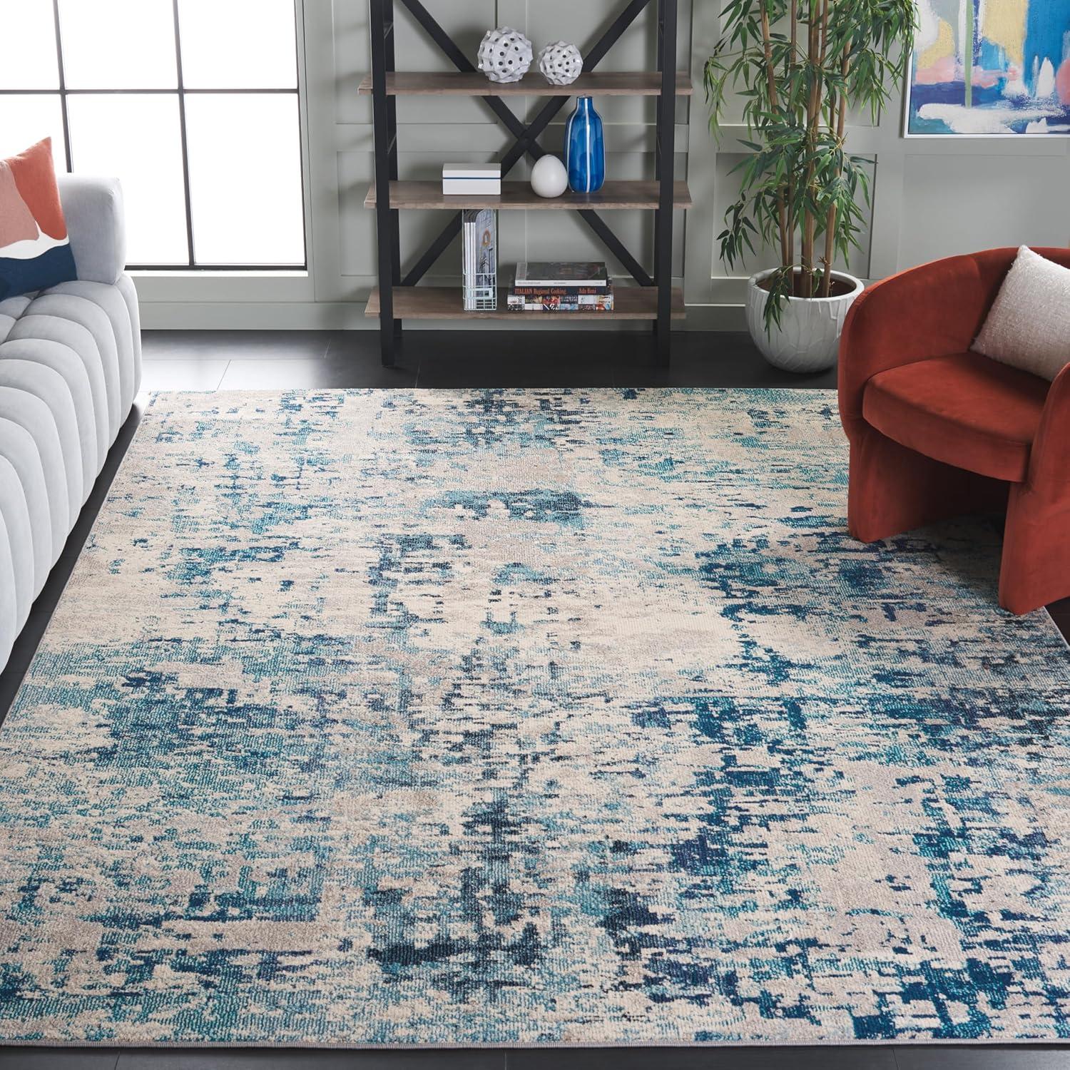 Madison MAD471 Power Loomed Area Rug - Ivory/Turquoise - 8'x10' - Safavieh.