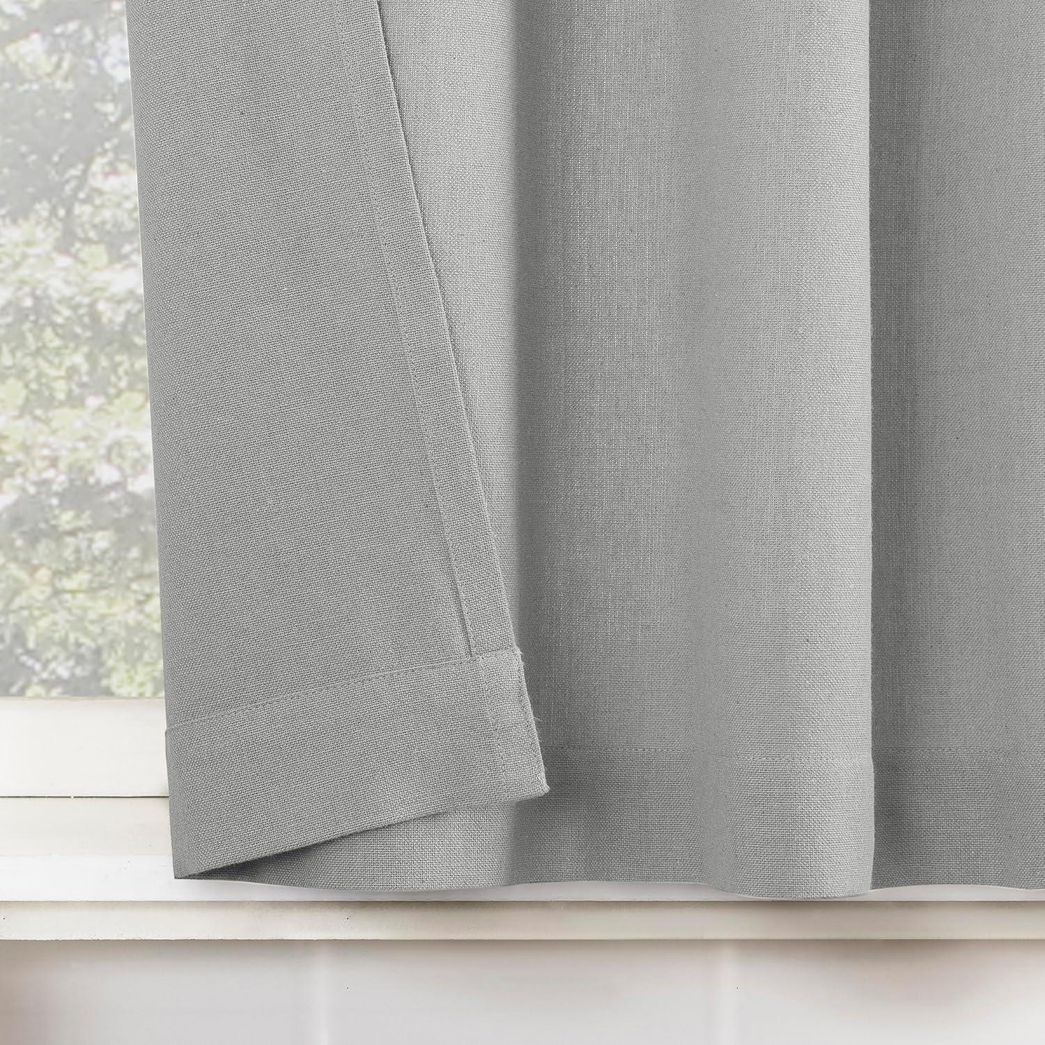 2pc 54"x36" Archaeo Light Filtering Cotton Blend Button Tab Top Cafe Curtain Panel Pair Gray