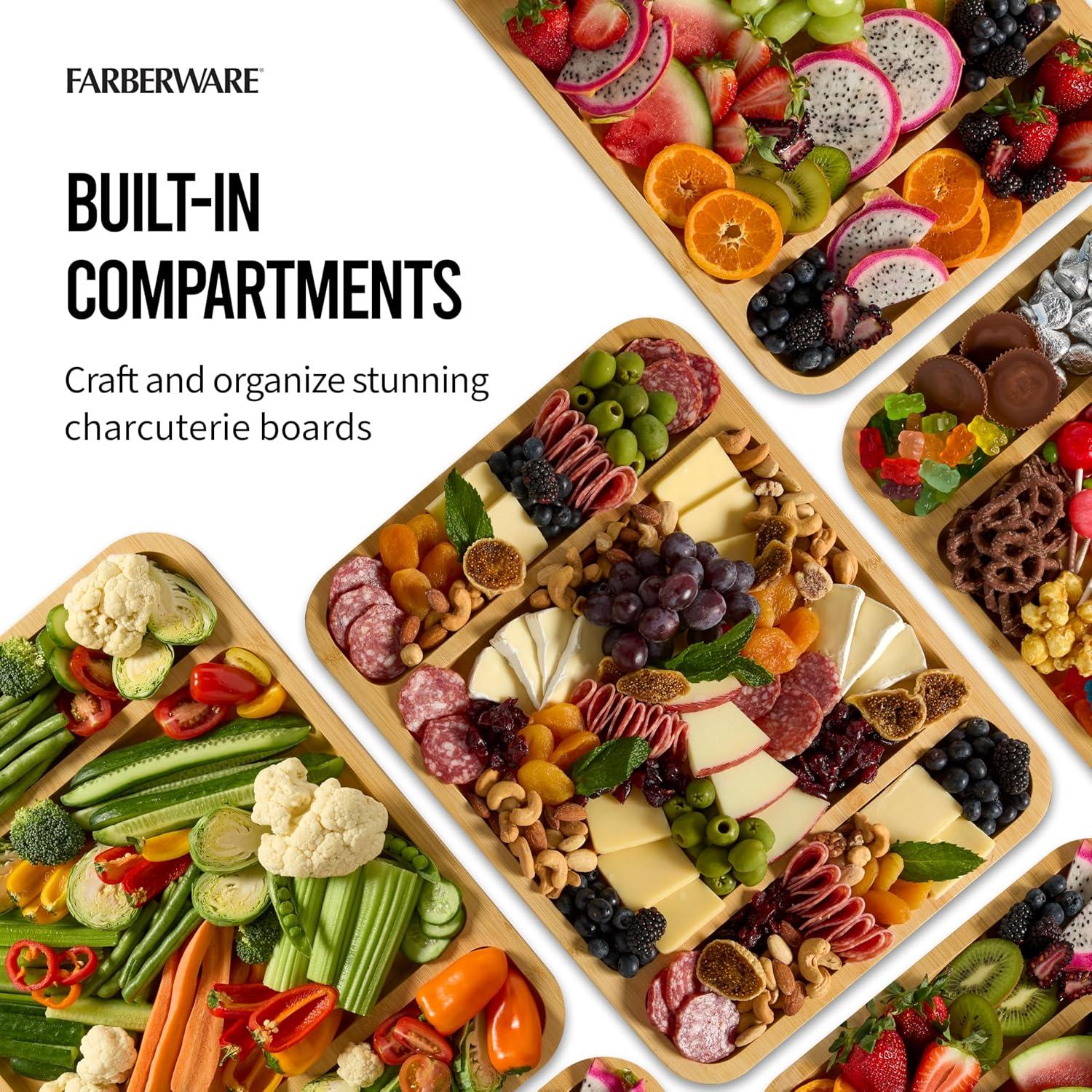 Farberware Farberware Build-A-Board 11 x 14 in. Bamboo Charcuterie Board With Locking Lid