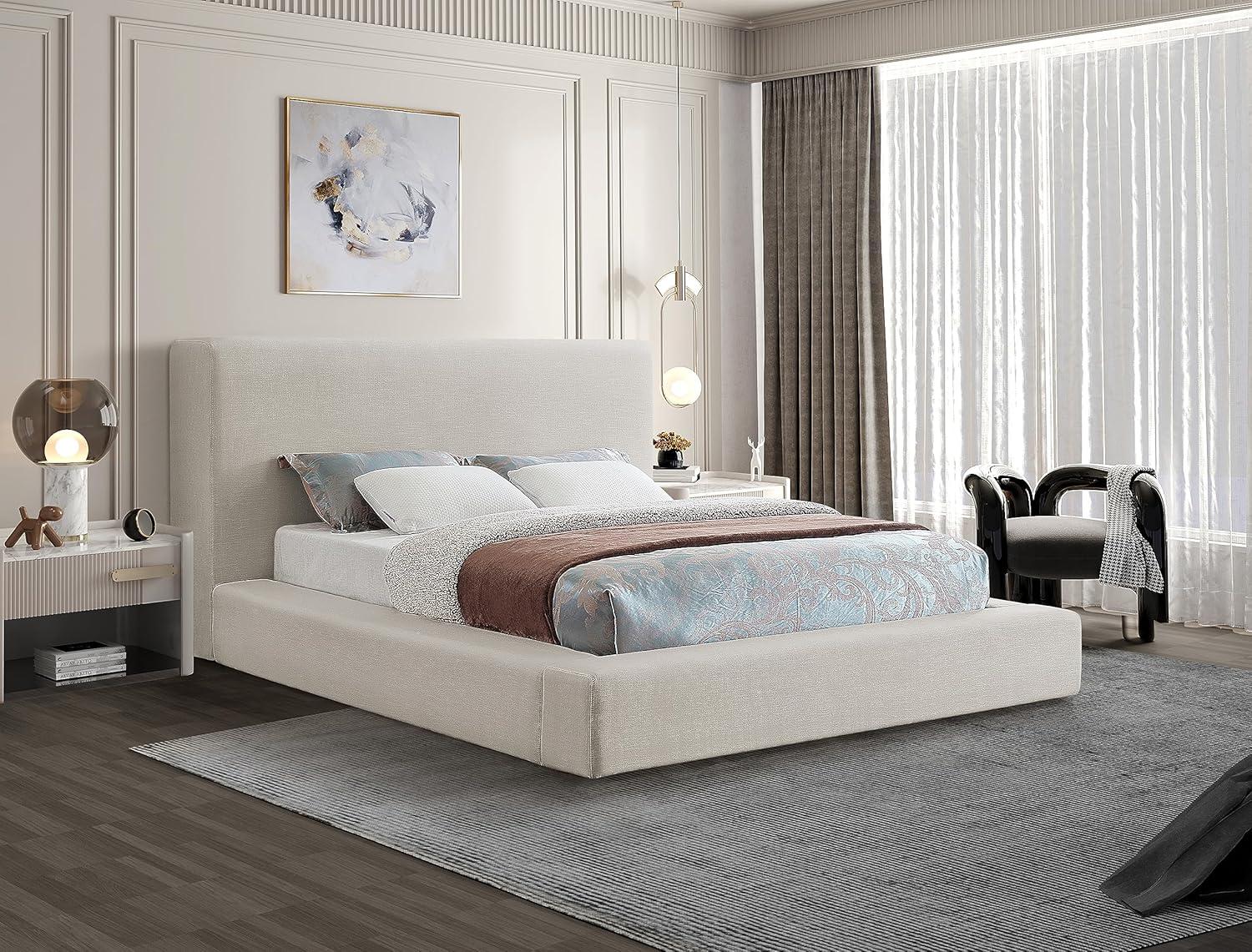 Meridian Furniture Devin Full Contemporary Standard Bed, Cream