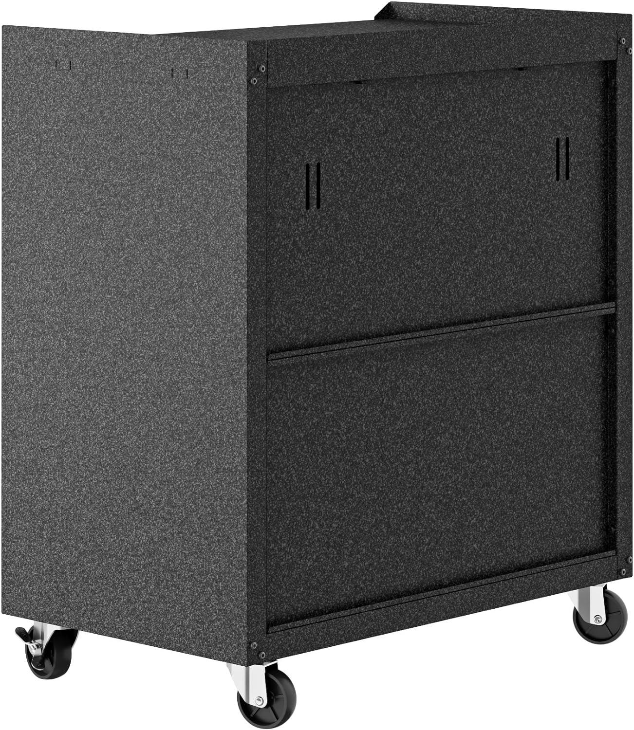 Manhattan Comfort Fortress 2-Door Metal Mobile Garage Cabinet in Gray Black/Grey 2-Door Cabinet