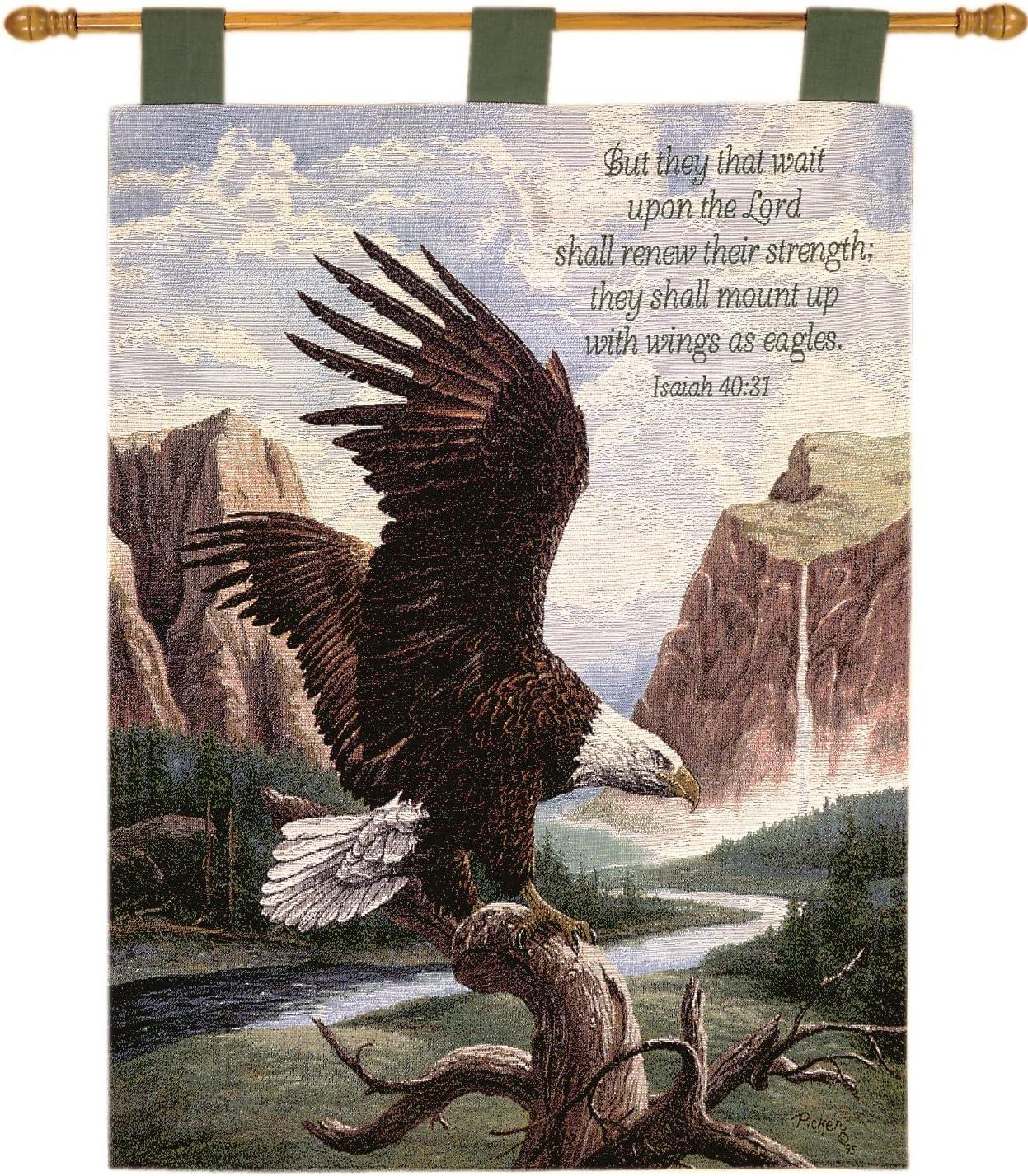 Charlotte Home Furnishings Freedom With Verse Fine Art Tapestry, Brown