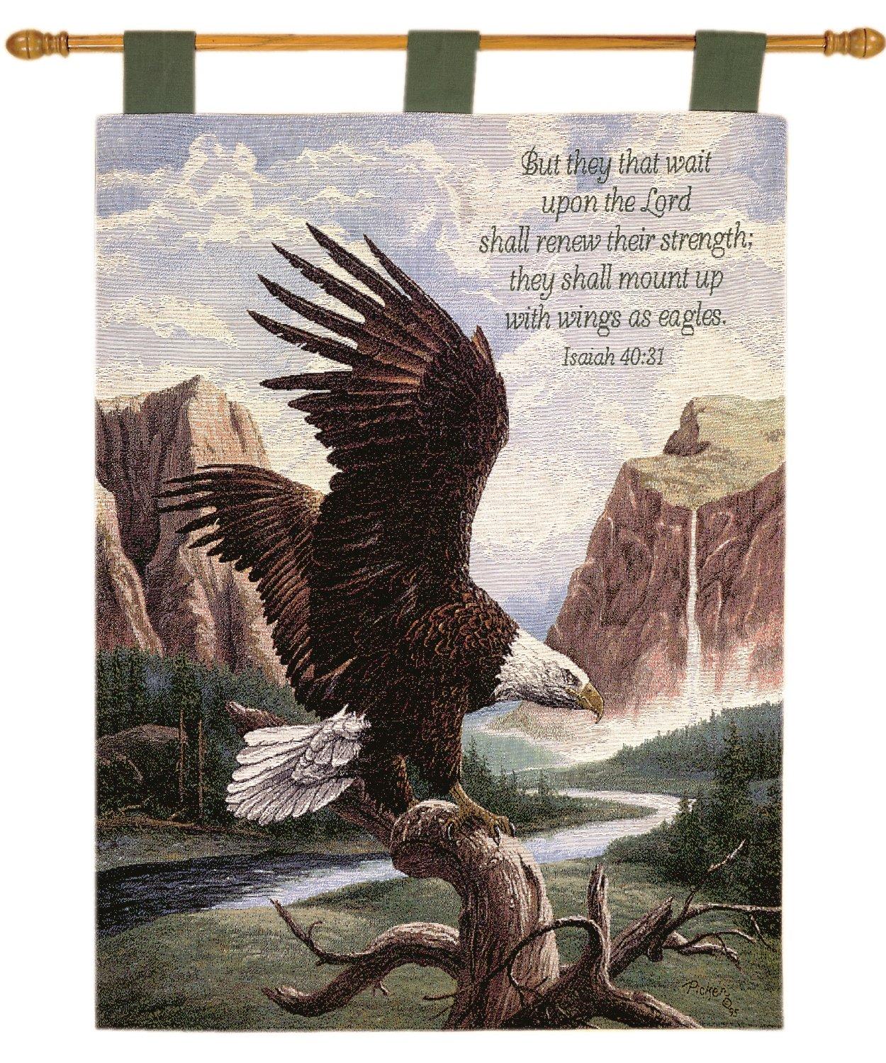 Charlotte Home Furnishings Freedom With Verse Fine Art Tapestry, Brown