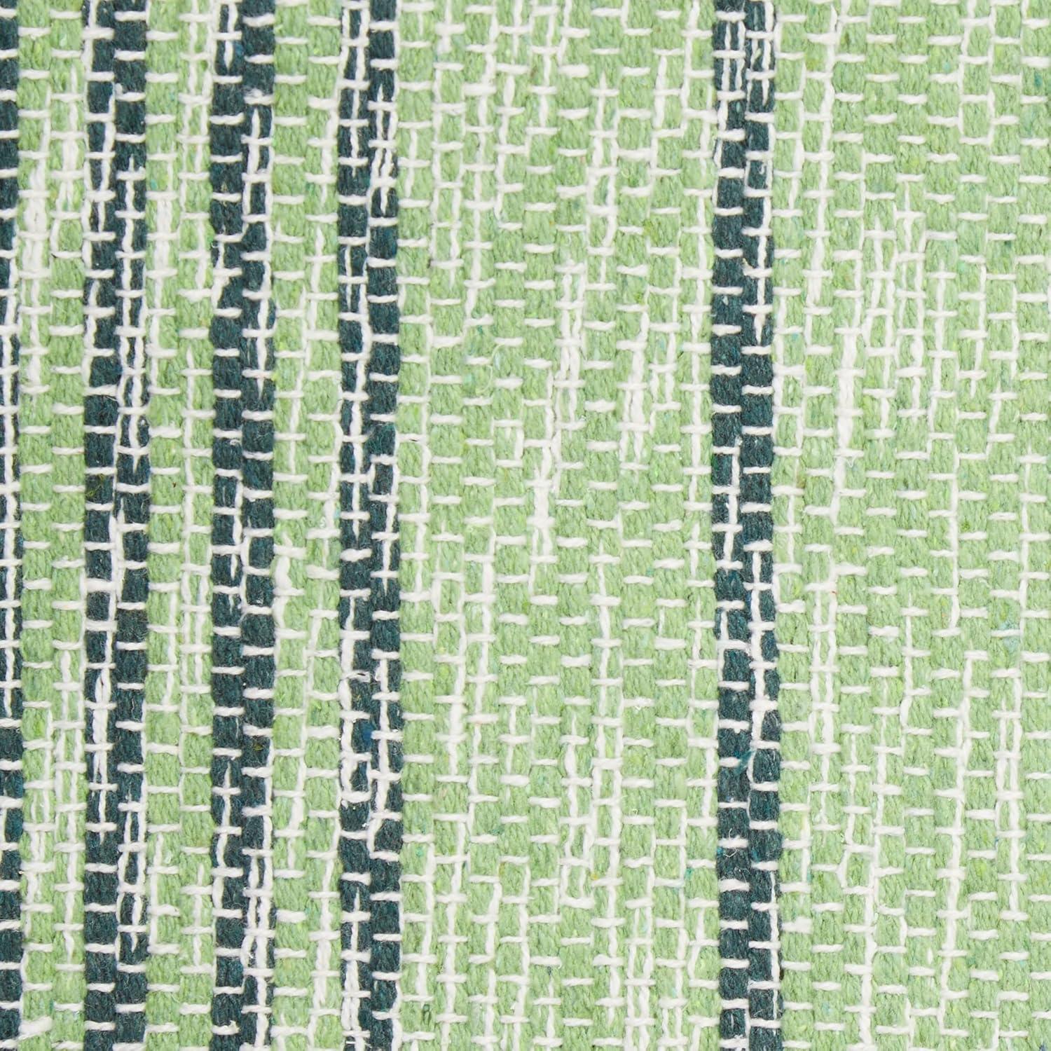 Variegated Hunter Green Stripe Handwoven Recycled Yarn Rug 2x3 Ft