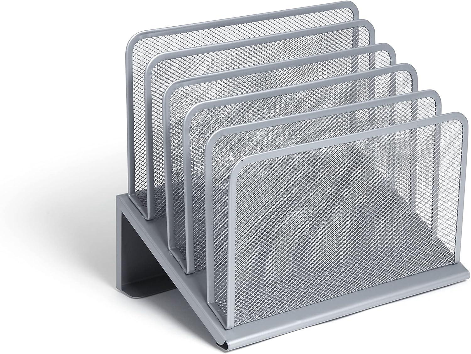 TRU RED 5 Compartment Wire Mesh File Organizer Silver TR57555-CC