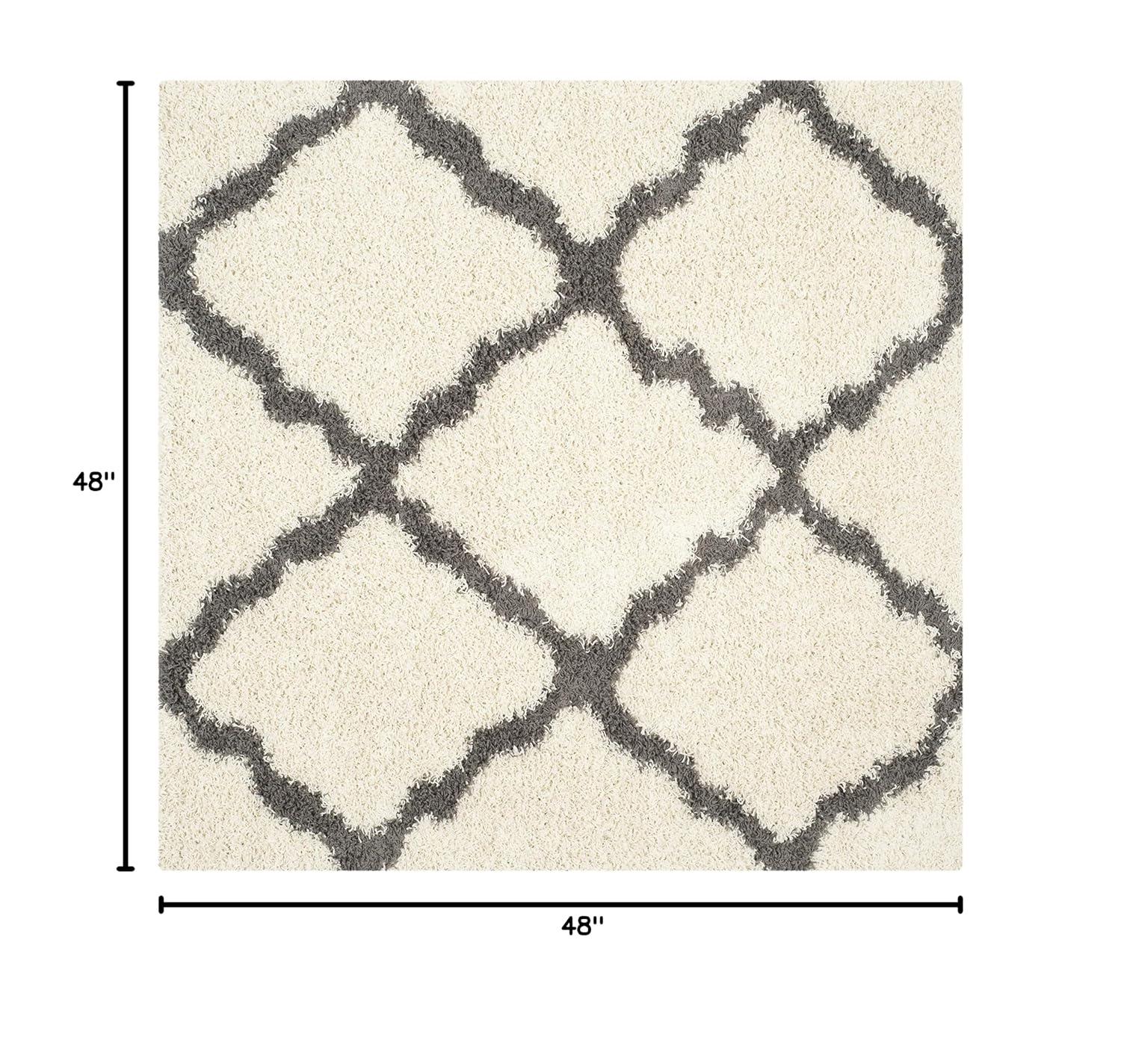 Dallas Shag SGD257 Power Loomed Area Rug - Ivory/Dark Grey - 4'x4' - Safavieh.