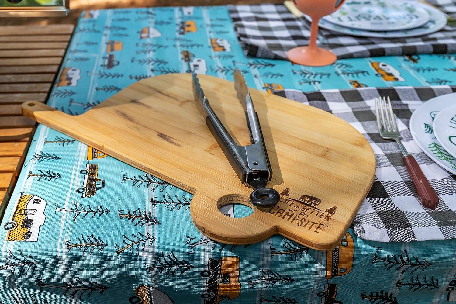 Camco Life Is Better at the Campsite Camper/RV Shaped Cutting Board | 17.25" (H) x 10.10" (W), Bamboo, Brown (53089)
