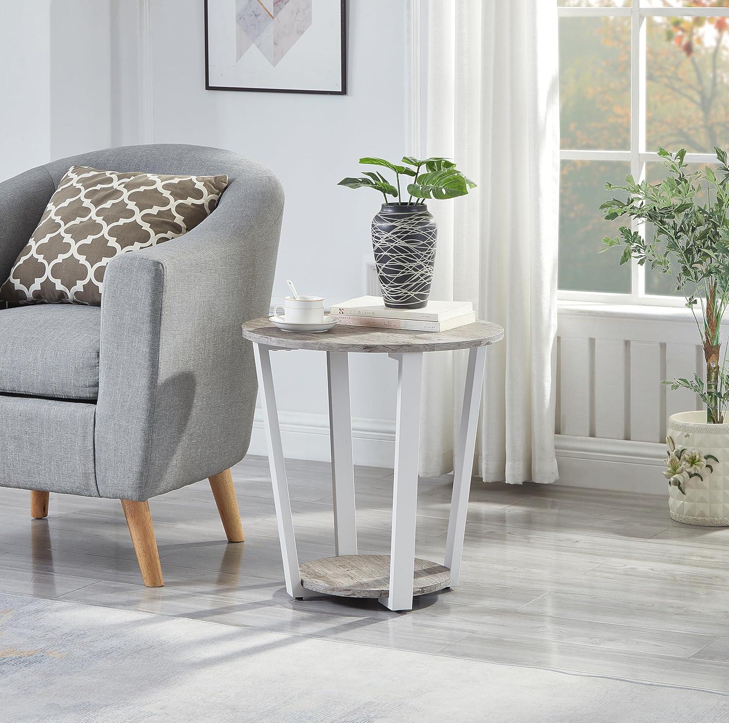 Home Decor Elysian Contemporary Round End Table With Shelf