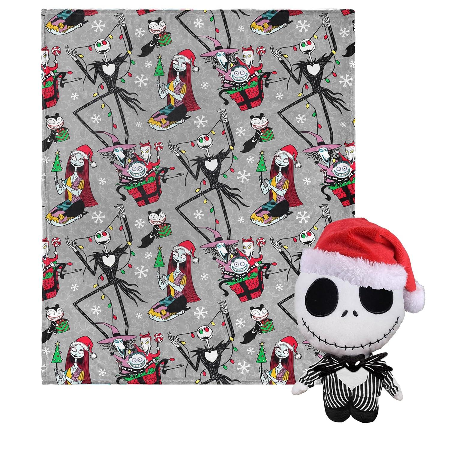 Northwest Character Hugger Pillow & Silk Touch Throw Blanket Set, 40" x 50", The Nightmare Before Christmas Freaky Festivities