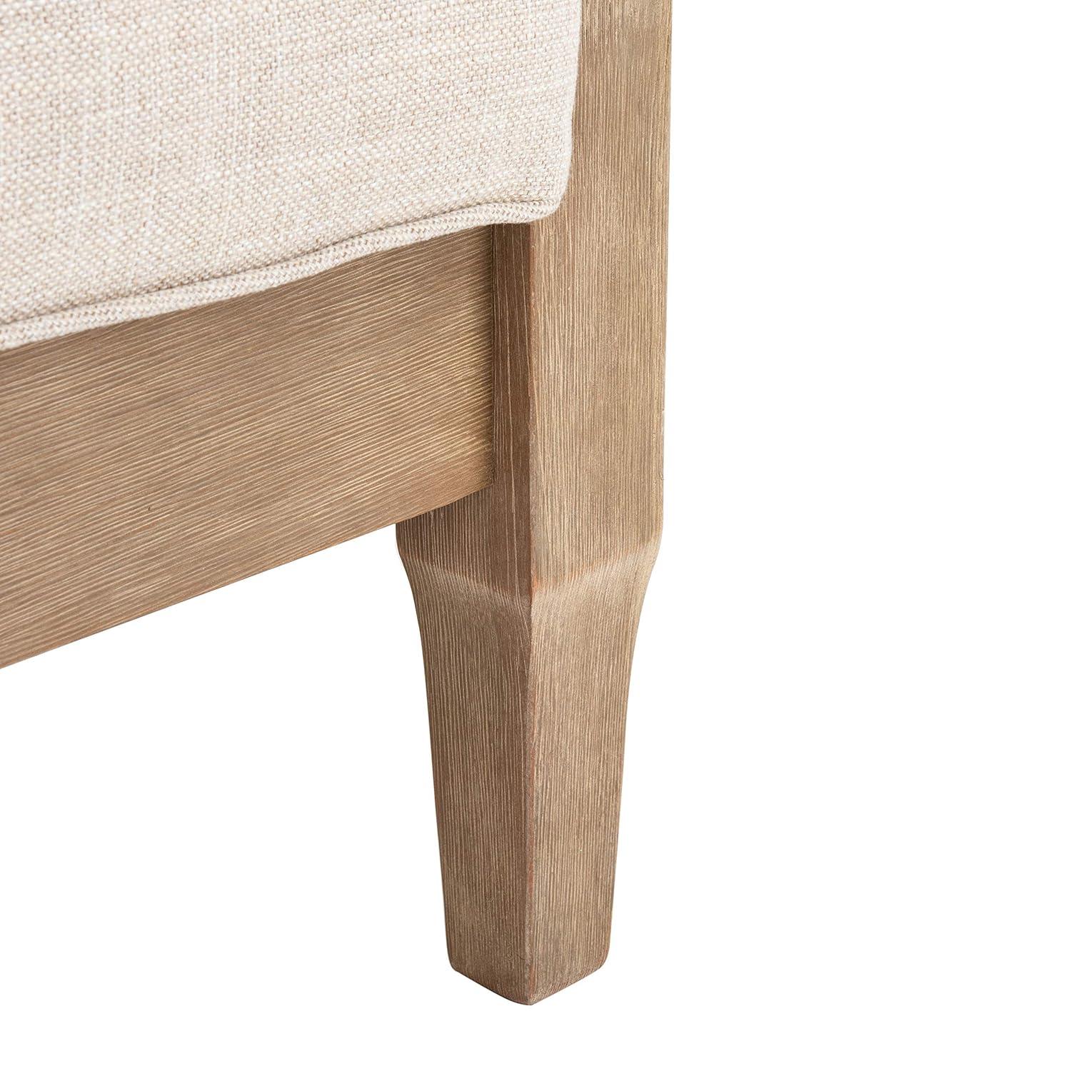 Ssafavieh Martinique Coastal Eucalyptus Wood Solid Print Armchair, Natural / Beige