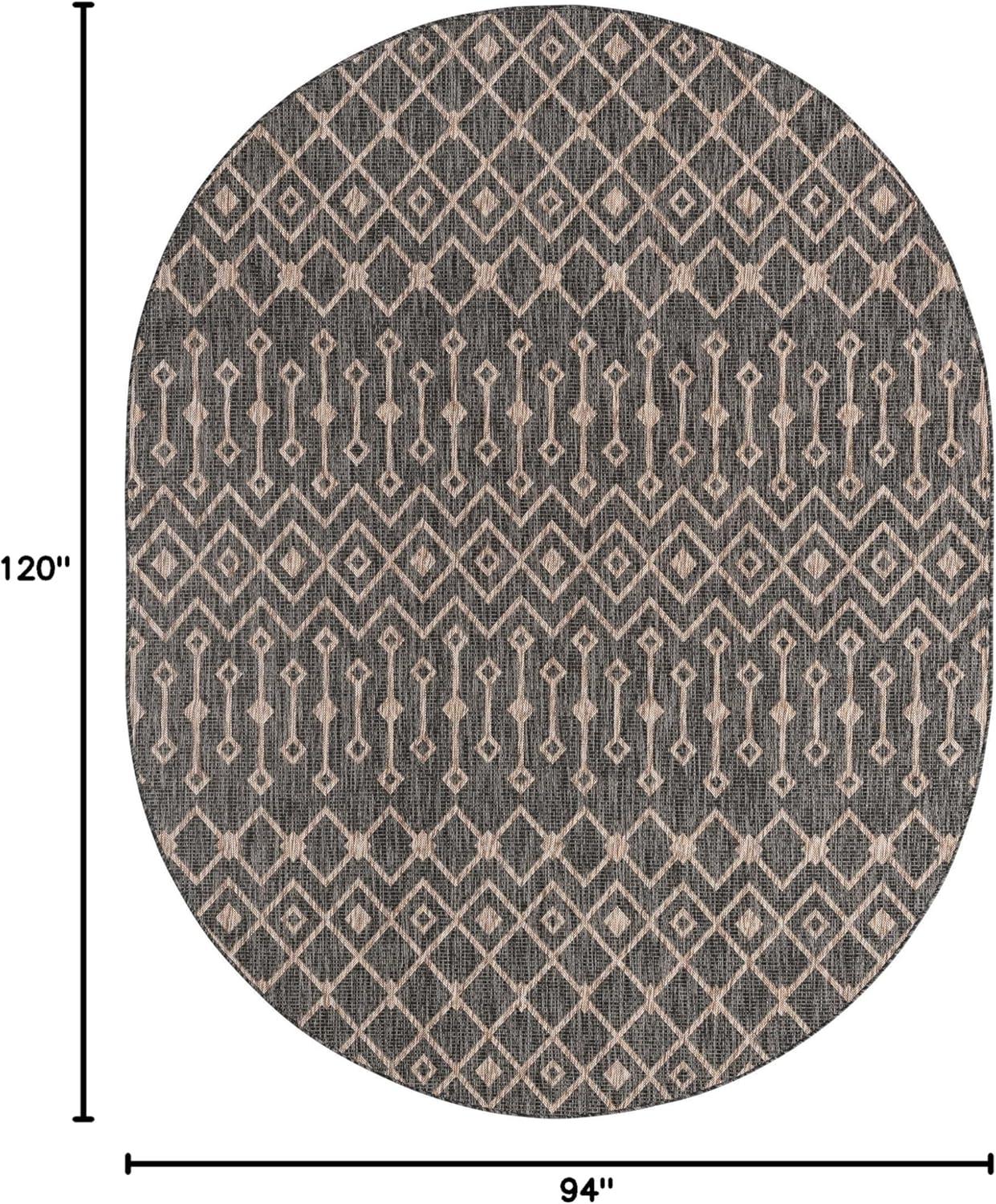 Unique Loom 7' 10 x 10' 0 Oval Indoor/Outdoor Trellis Charcoal Gray Area Rug