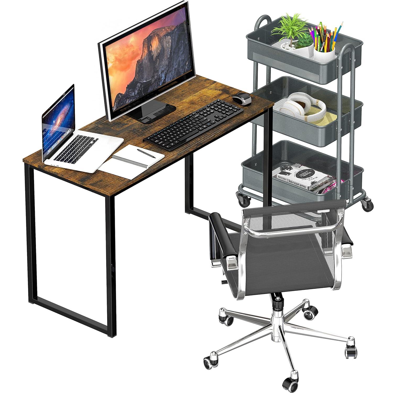 SHW Home Office 32-Inch Computer Desk, Rustic Brown