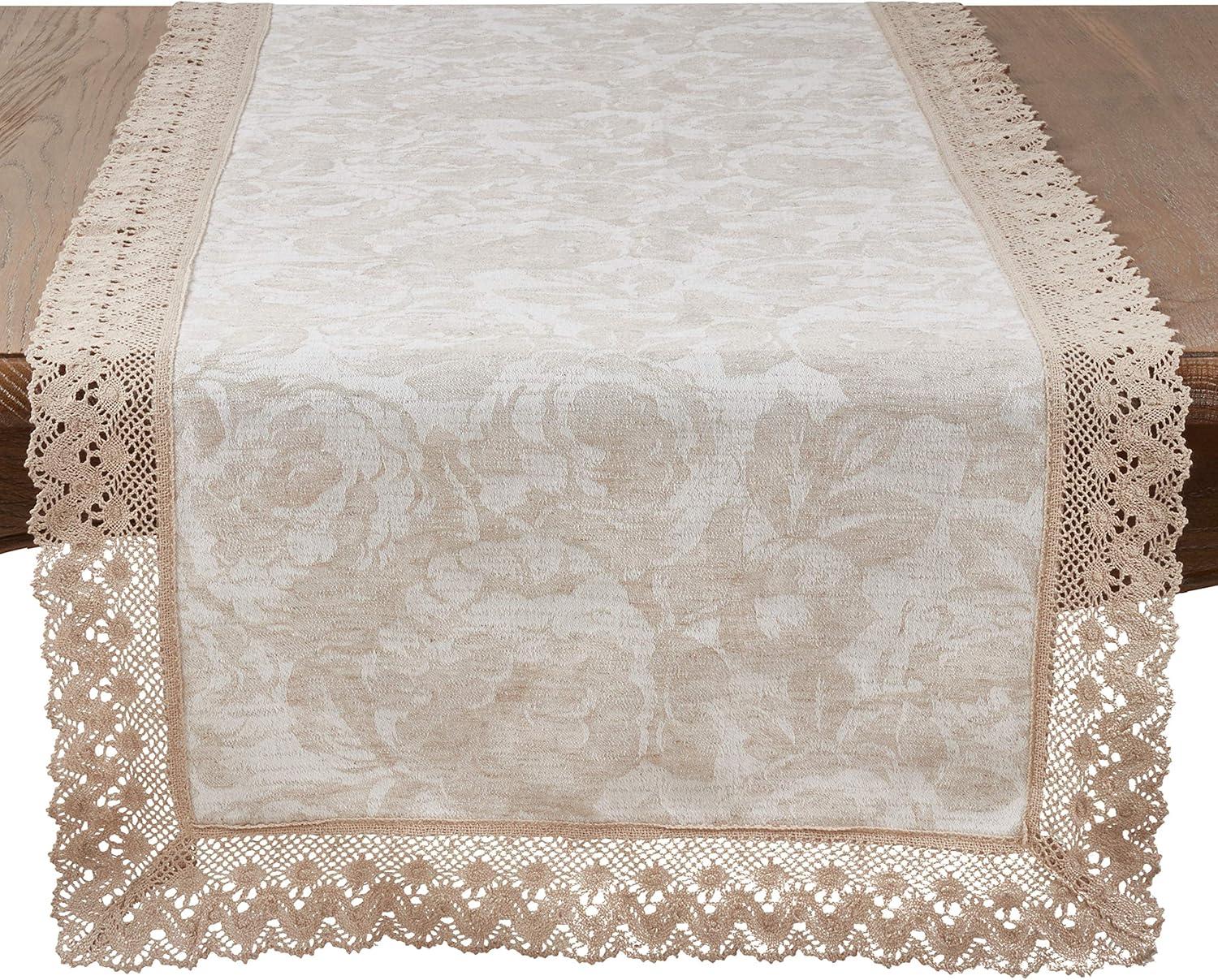 Saro Lifestyle Table Runner With Jacquard Lace Trim Design