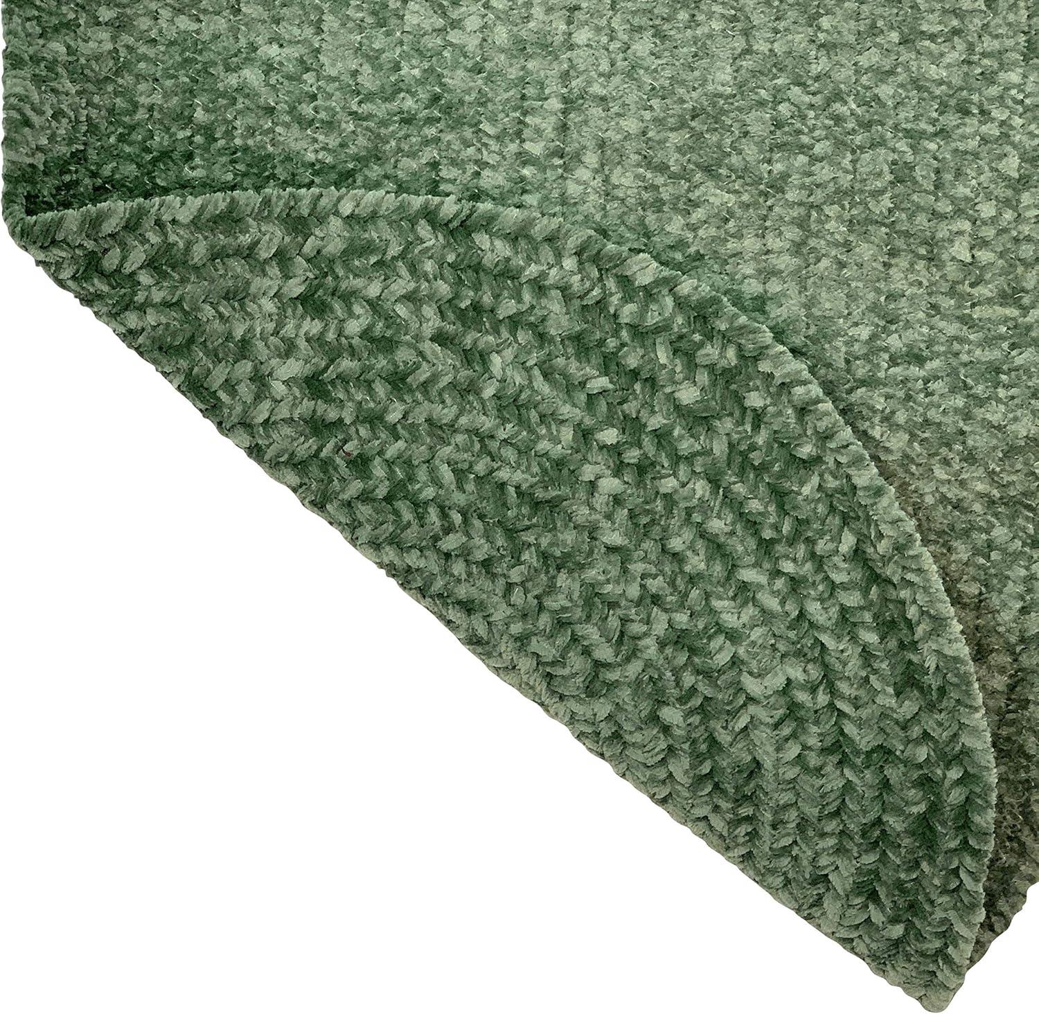 22" x 40" Chenille Solid Collection Diluth Green Reversible Indoor Area Utility Oval Rug - Better Trends