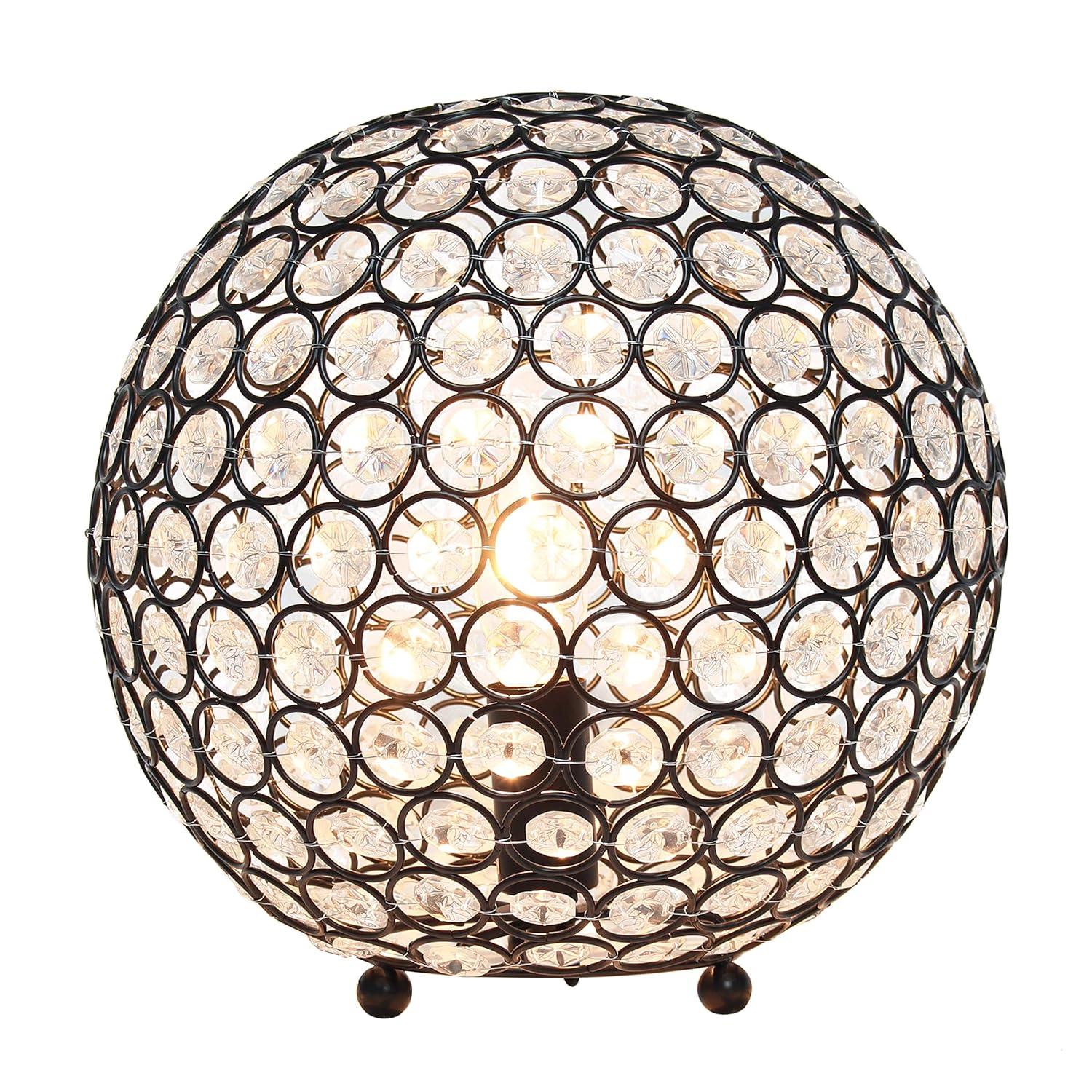 10" Elipse Crystal Ball Sequin Table Lamp Bronze - Elegant Designs: UL Listed, No Assembly Required, Metal & Crystal Shade