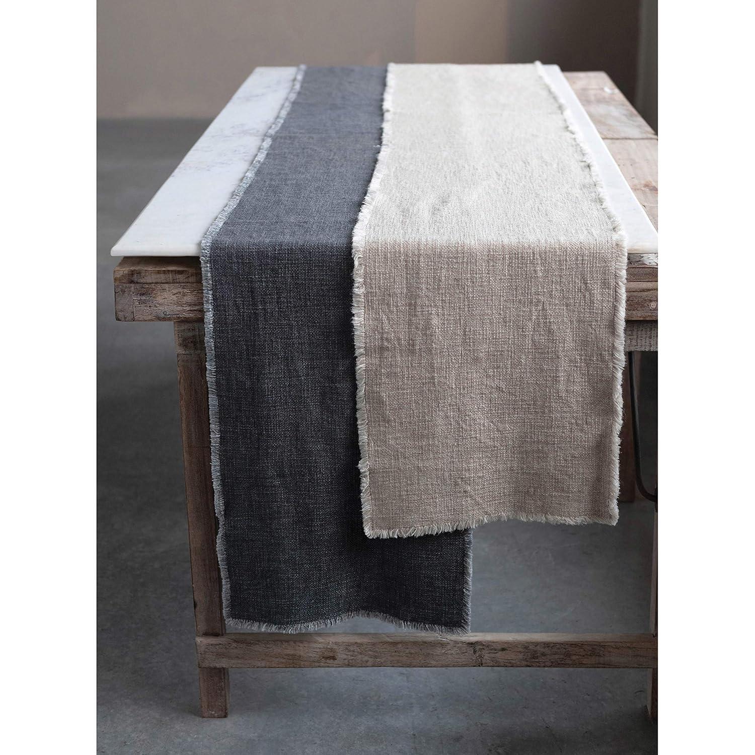 Creative Co-Op Linen Blend Table Runner with Frayed Edges, Natural