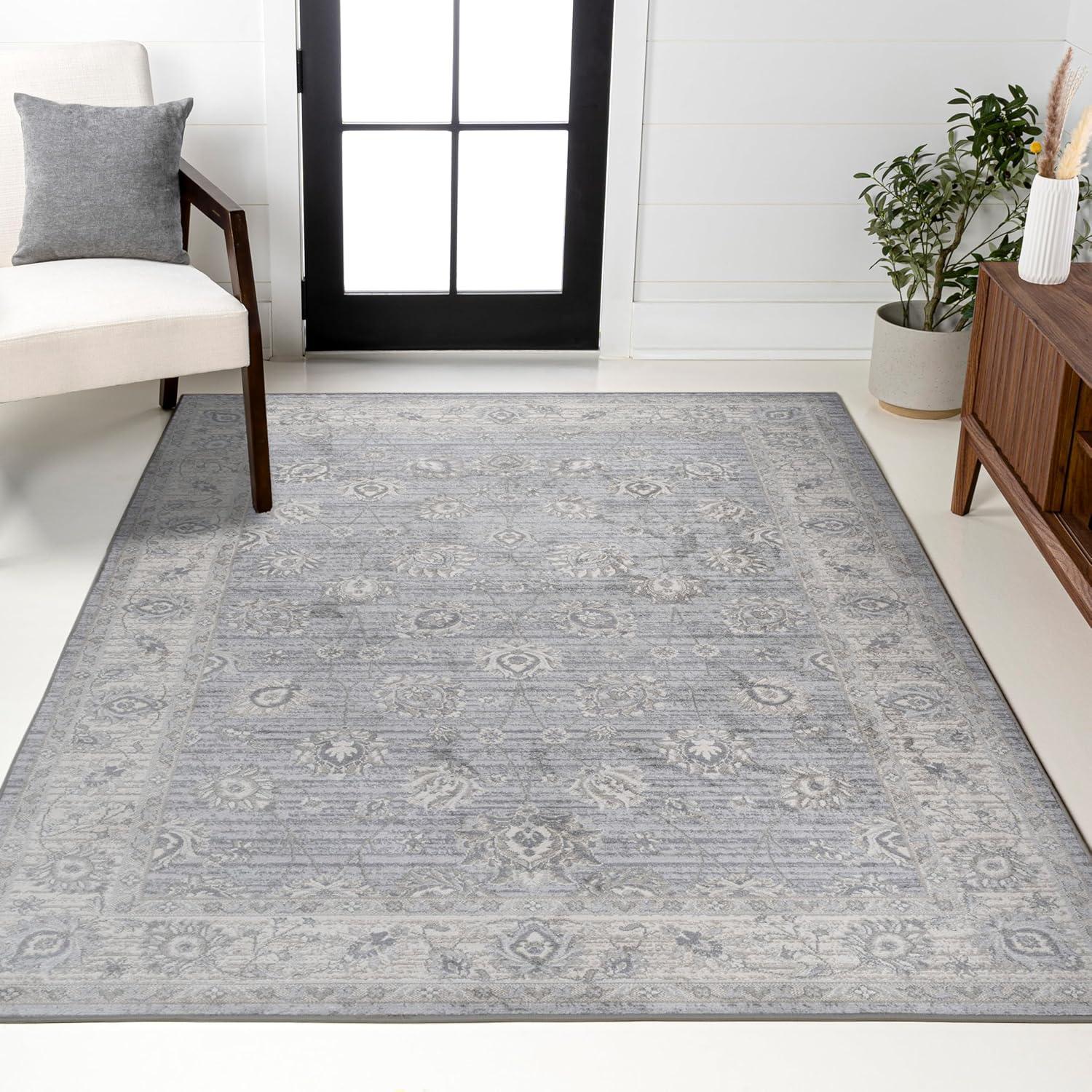 3' X 5' Modern Persian Vintage Moroccan Traditional Area Rug, Light Gray - JONATHAN Y