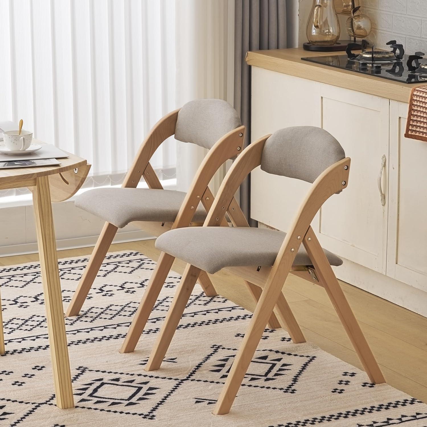 Light Brown Wood Armless Folding Chairs (Set of 2)