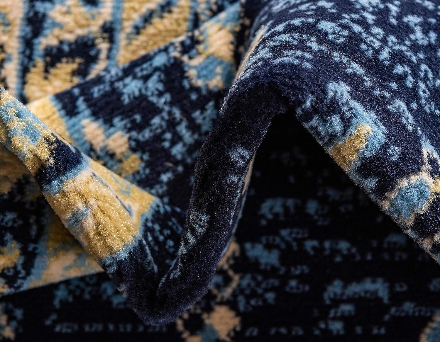 Unique Loom 7' 1 x 10' 0 Navy Blue Taftan Oasis Area Rug