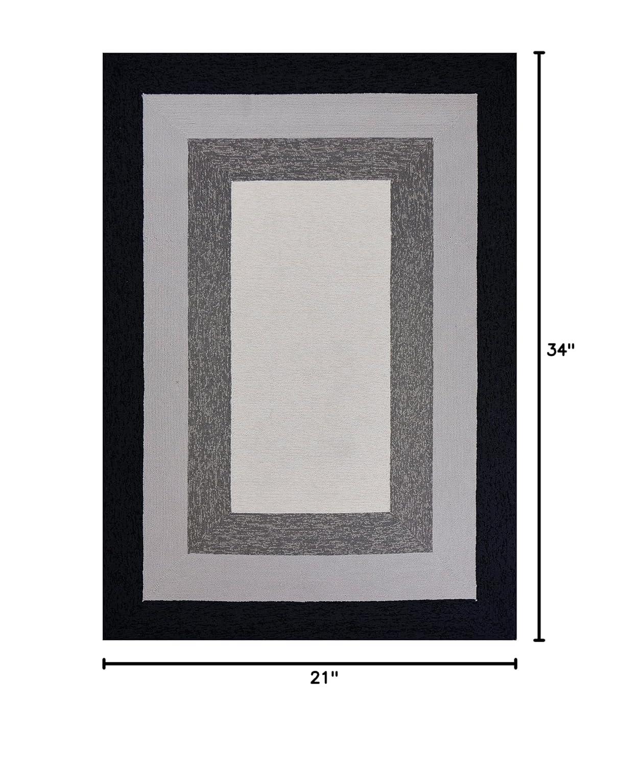 Contemporary Blue Block Outdoor Accent Rug - Synthetic, Easy Care