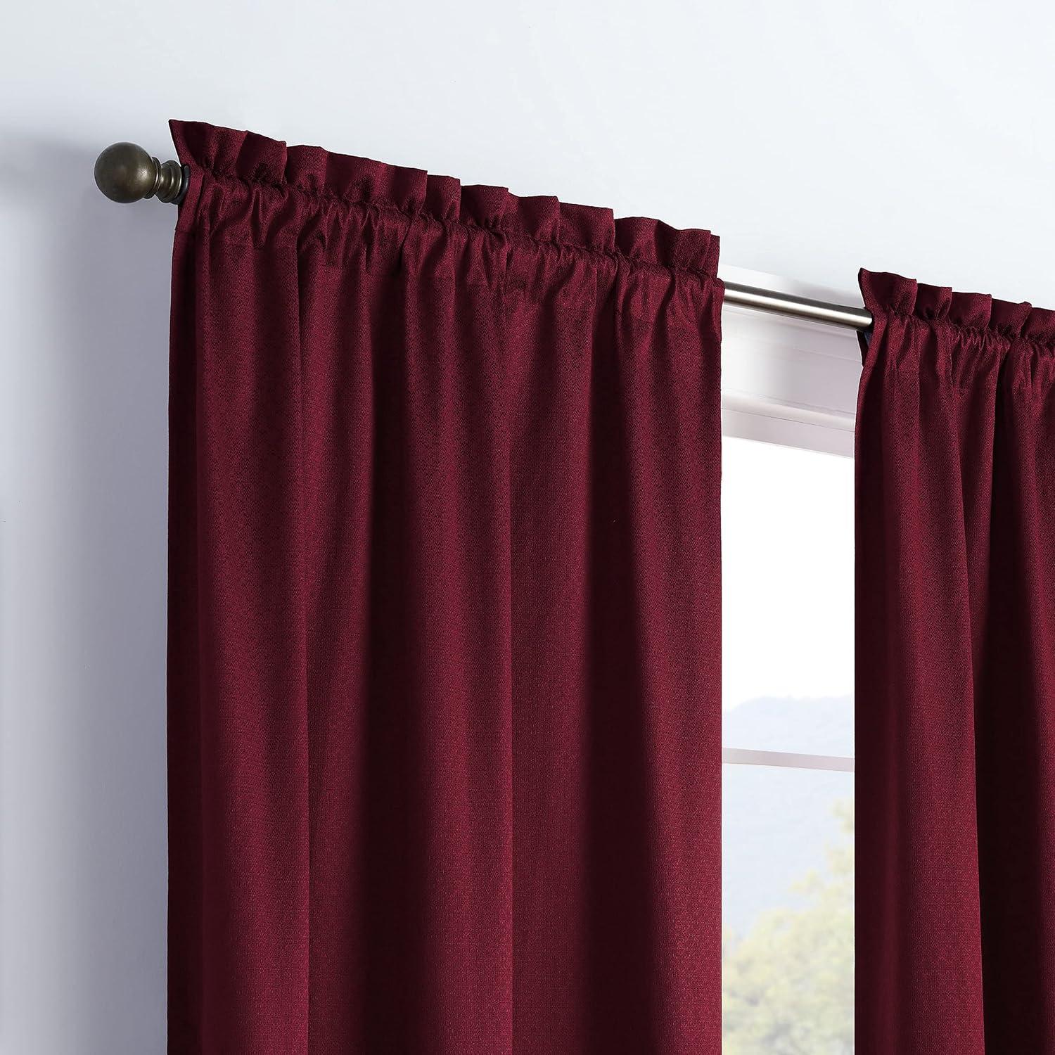 Burgundy Polyester Blackout Rod Pocket Curtain Panel