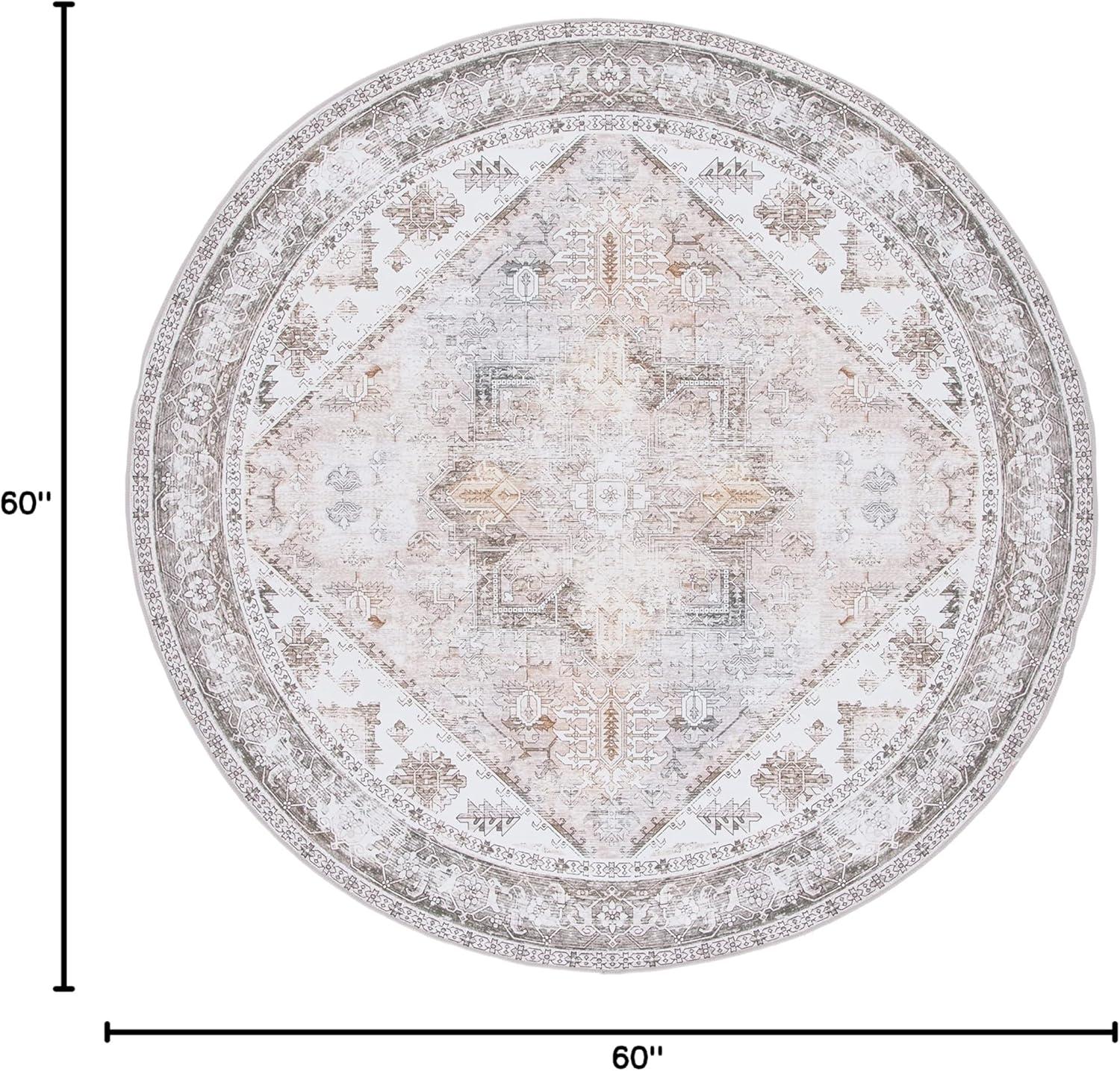 Tucson TSN102 Power Loomed Machine Washable Area Rug - Beige/Grey - 5' round - Safavieh.