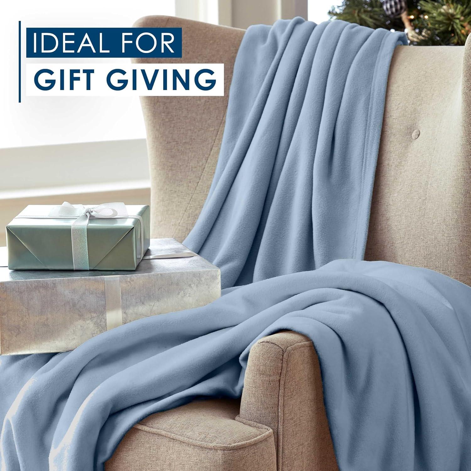 Martex Supersoft Fleece Blanket Queen - Lightweight, Warm & Cozy All-Season Throw (90"x90"), Blue