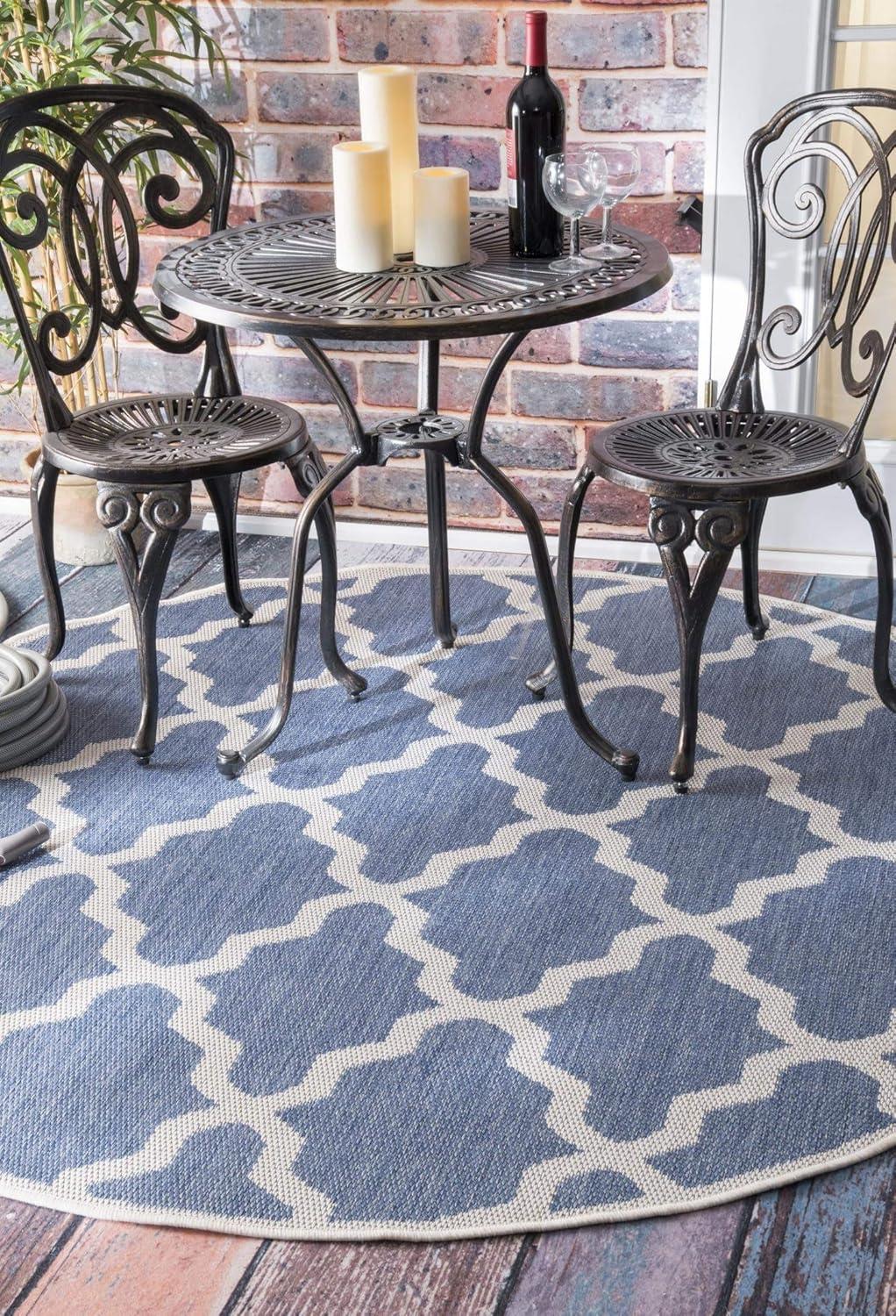 Gina Moroccan Trellis Non-Slip Synthetic Rug, 3' x 5', Blue